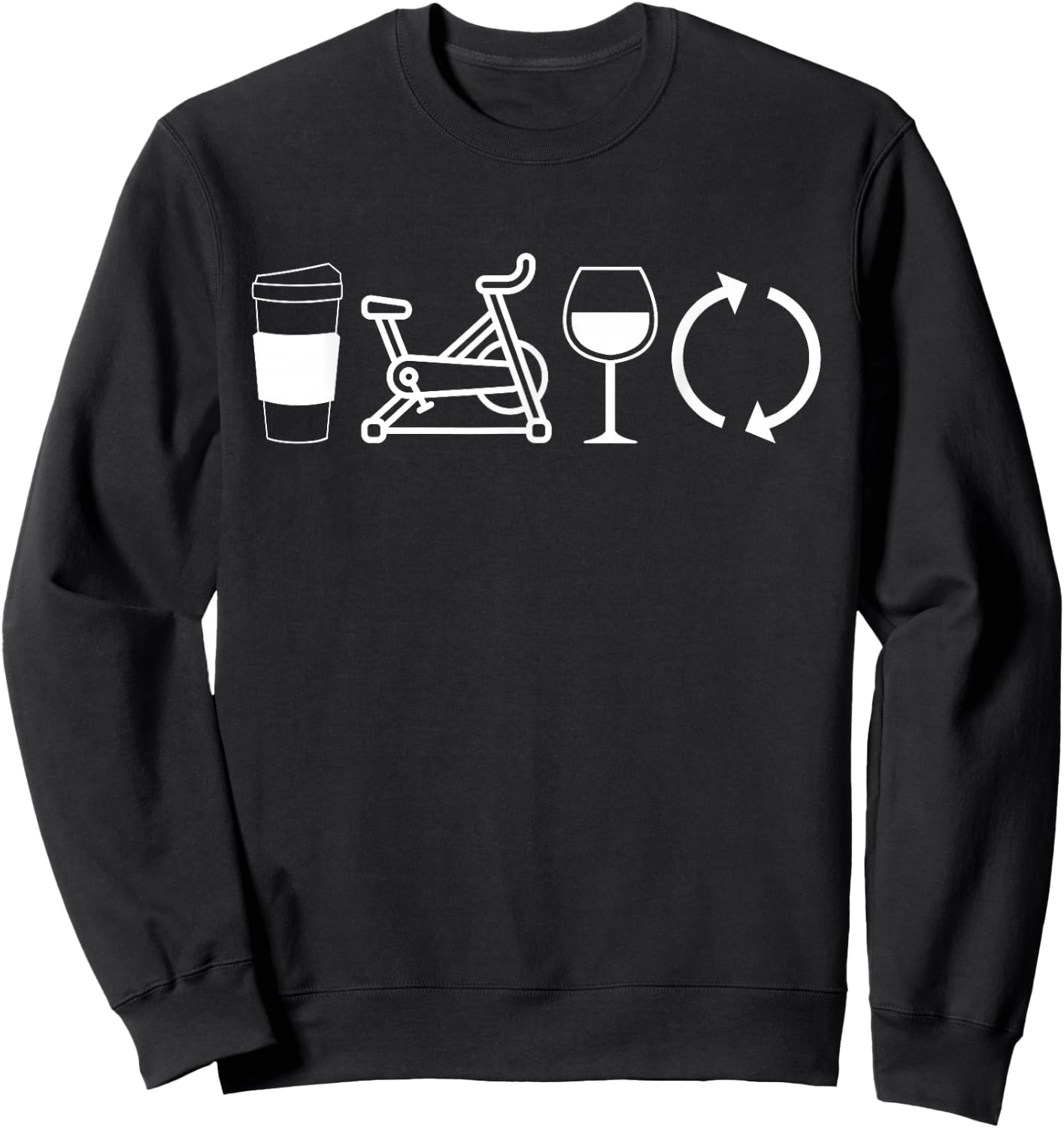 Coffee Spin Wine Repeat Funny Spinning Class Workout Gym Sweatshirt - Sweatshirt | Black