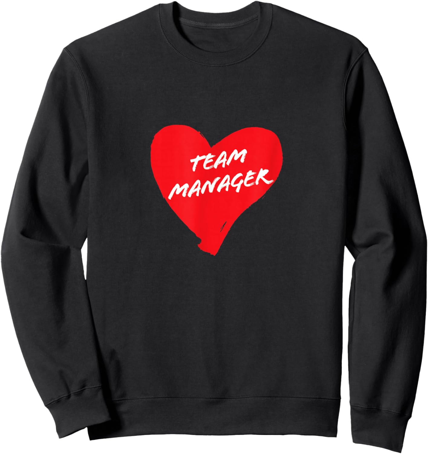 Team Manager, Heart Graphic Sweatshirt - Sweatshirt | Black