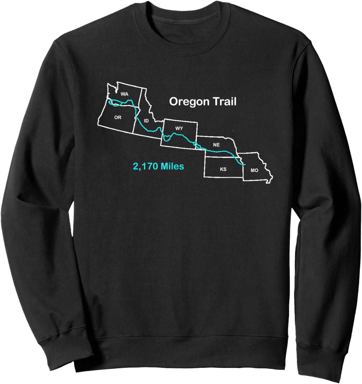 Route Map of The Oregon National Historic Trail Sweatshirt - Sweatshirt | Black
