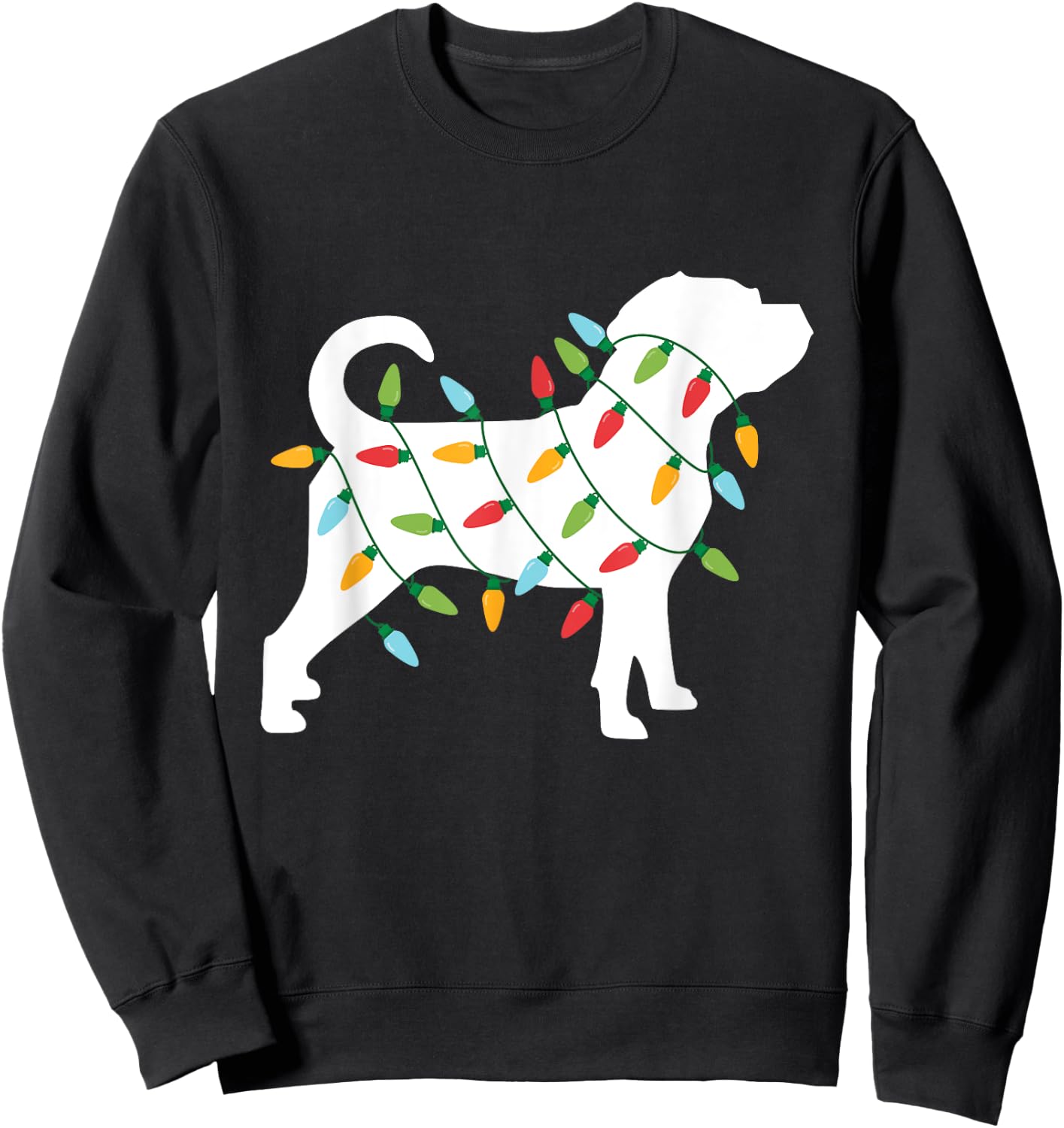 Christmas Lights Puggle T Shirt Cute Gifts for Dog Lovers Women Kids Sweatshirt - Sweatshirt | Black