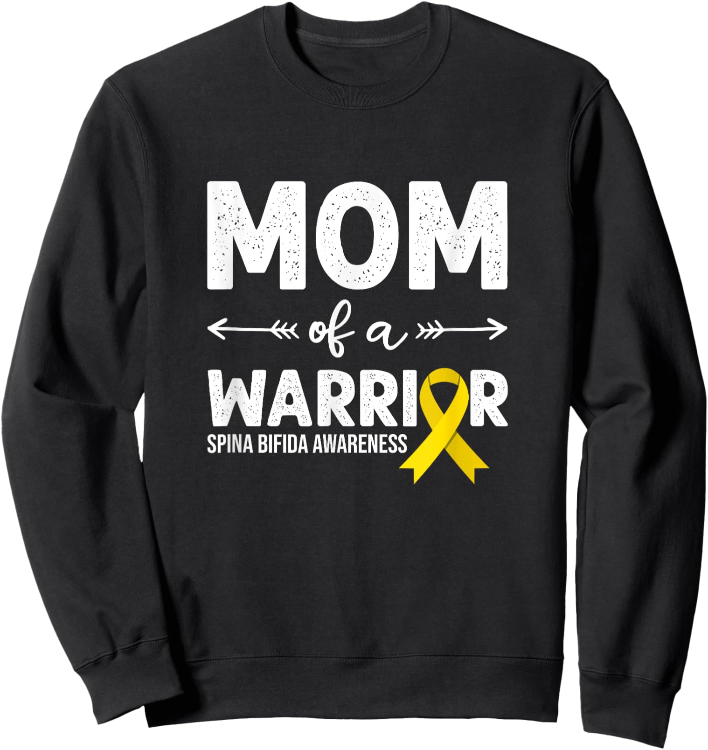 Mom Of A Warrior, Yellow Ribbon Spina Bifida Awareness Sweatshirt - Sweatshirt | Black