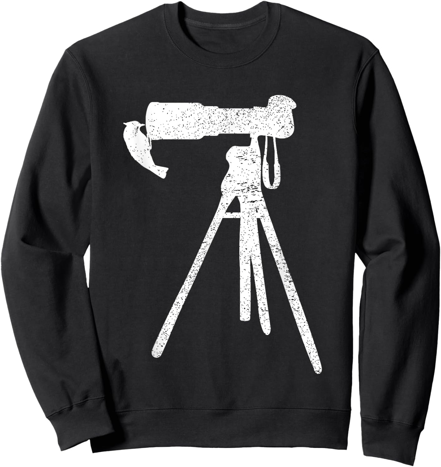 Retro Vintage Distressed Bird Photographer Wildlife Print Sweatshirt - Sweatshirt | Black