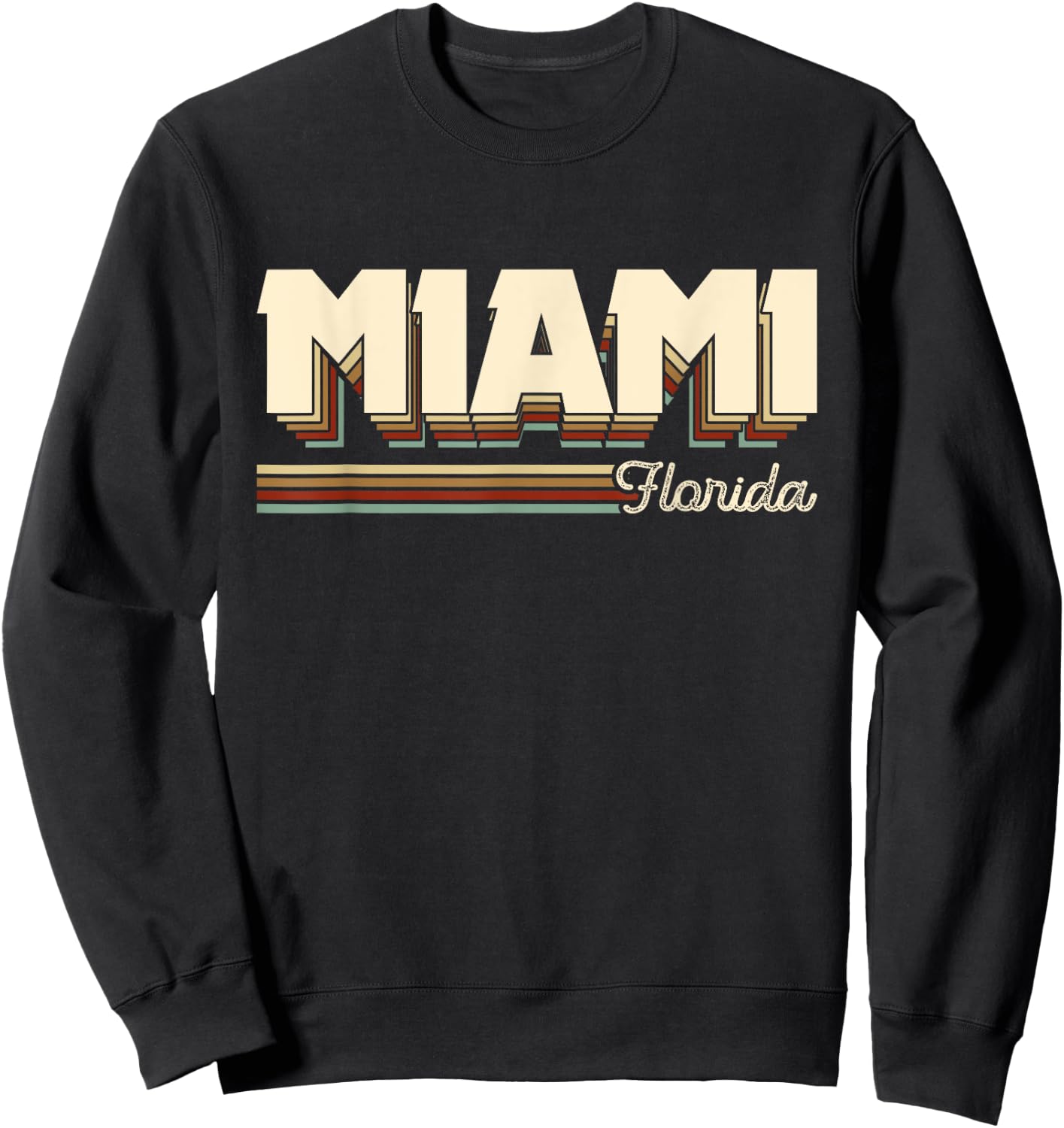 Retro 80s Miami Florida Beach Souvenir Gift Men Women Kids Sweatshirt - Sweatshirt | Black
