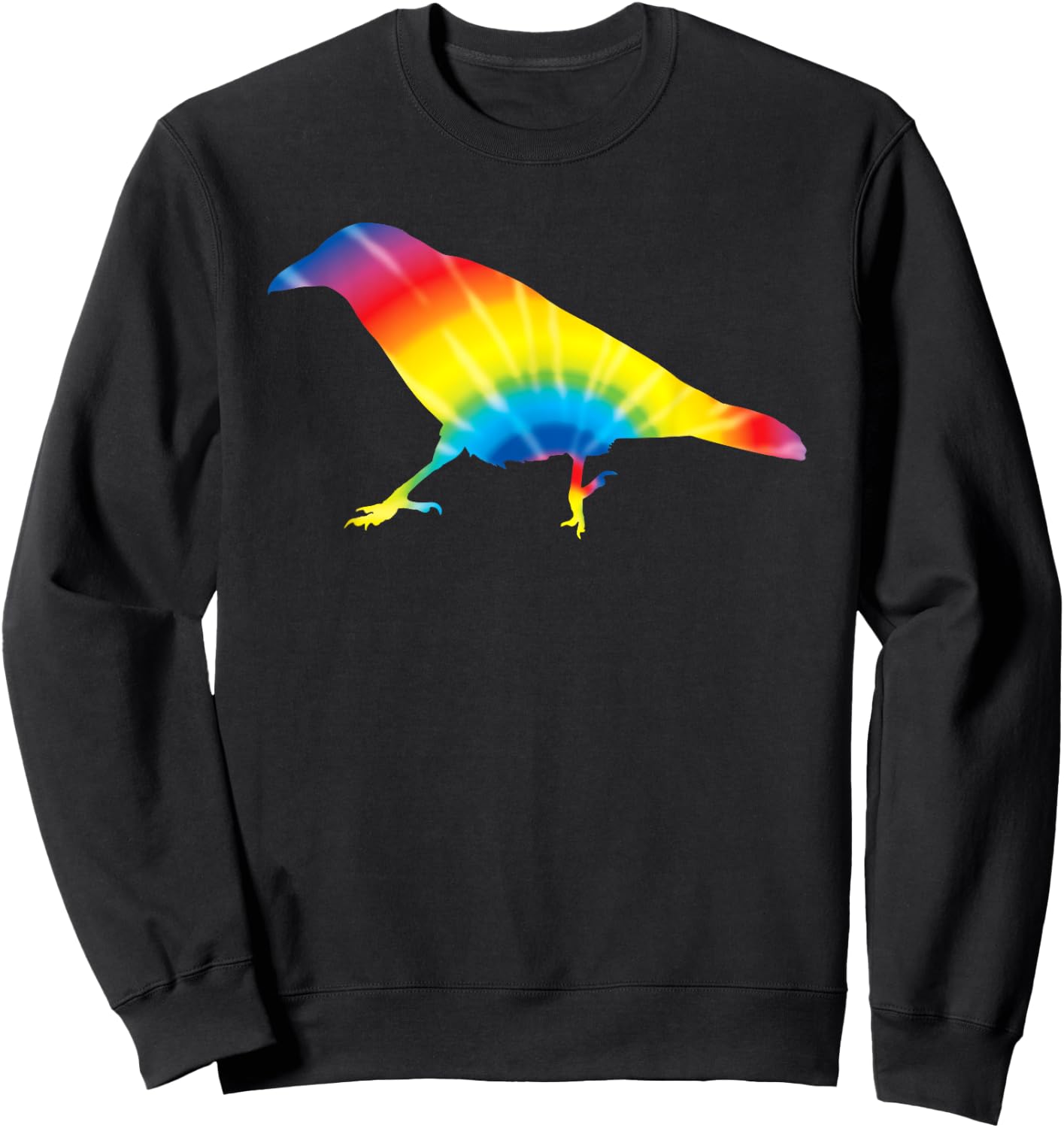 Tie Dye Crow Rainbow Print Raven Bird Hippie Peace Gift Sweatshirt - Sweatshirt | Black