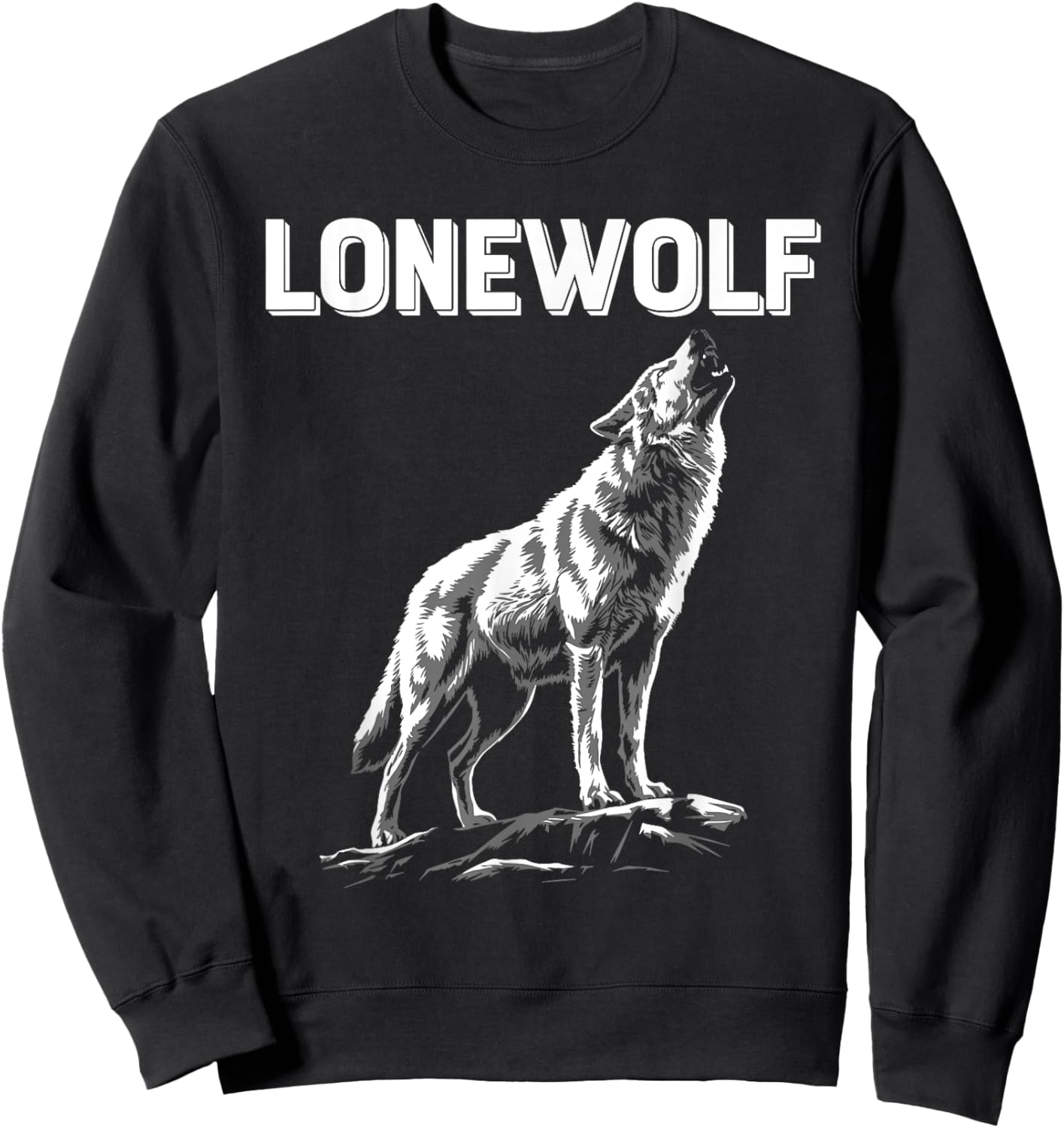 Alpha Lone Wolf Pack Member Wildlife Howling Sweatshirt - Sweatshirt | Black