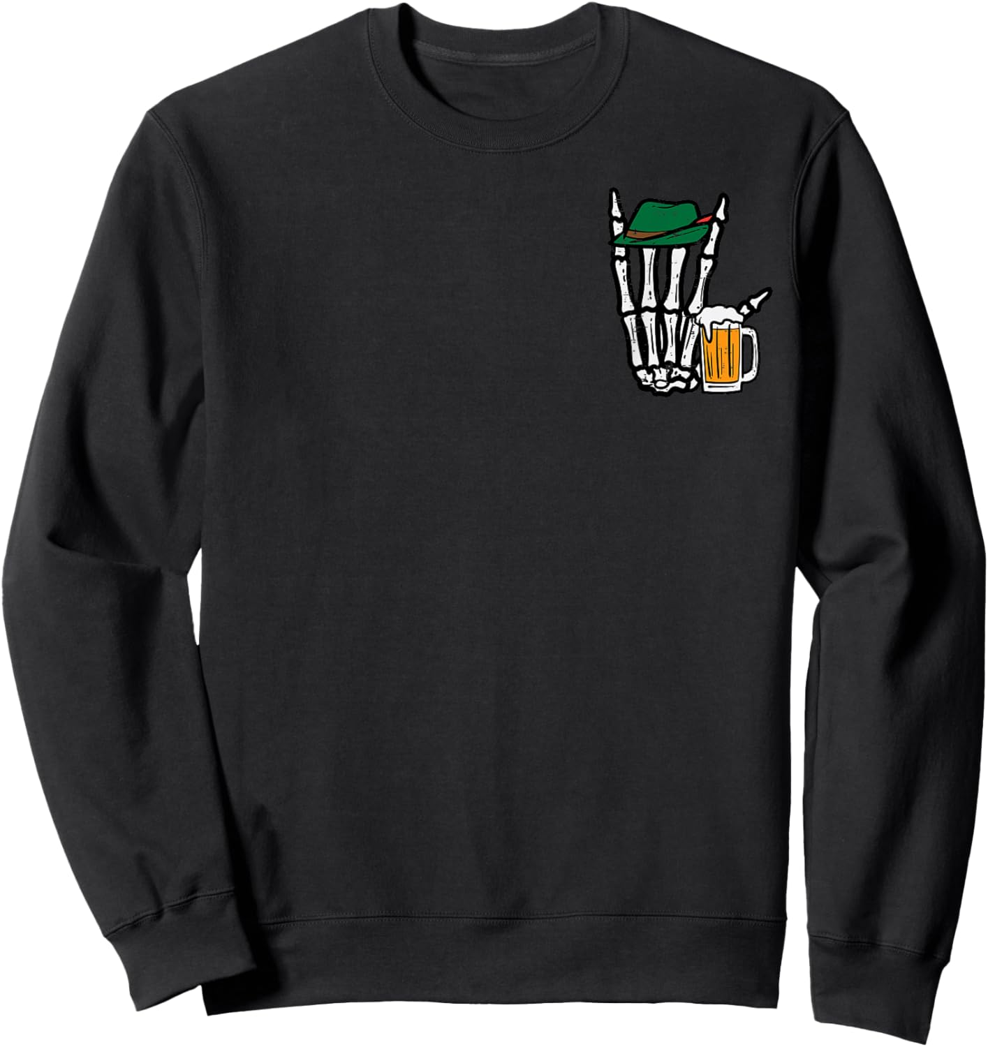 Skeleton Rock Hand Bavarian Rocker Oktoberfest Men Boys Sweatshirt - Sweatshirt | Black