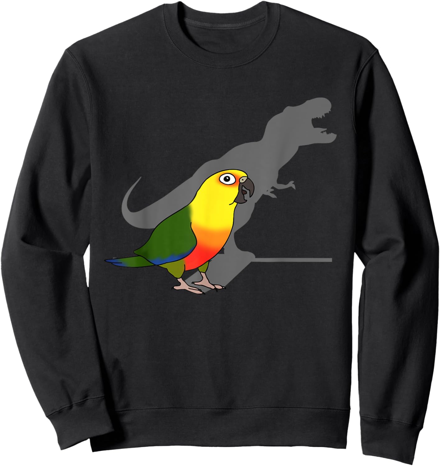 Birb Memes, Cute Dinosaur Parrot, Funny T-rex Jenday Conure Sweatshirt - Sweatshirt | Black
