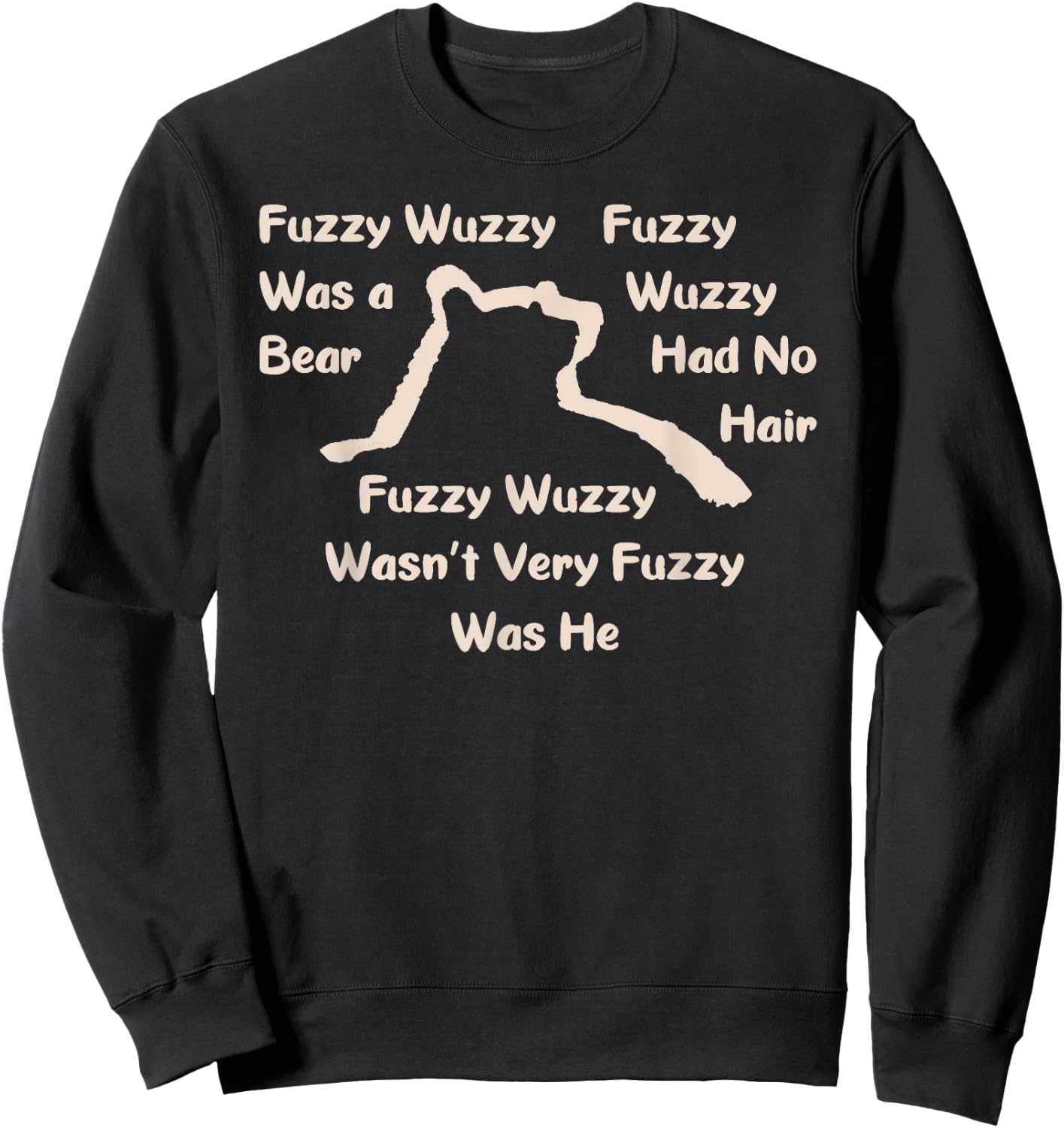 Fuzzy Wuzzy Was a Bear... Bear Head and Shoulders Silhouette Sweatshirt - Sweatshirt | Black