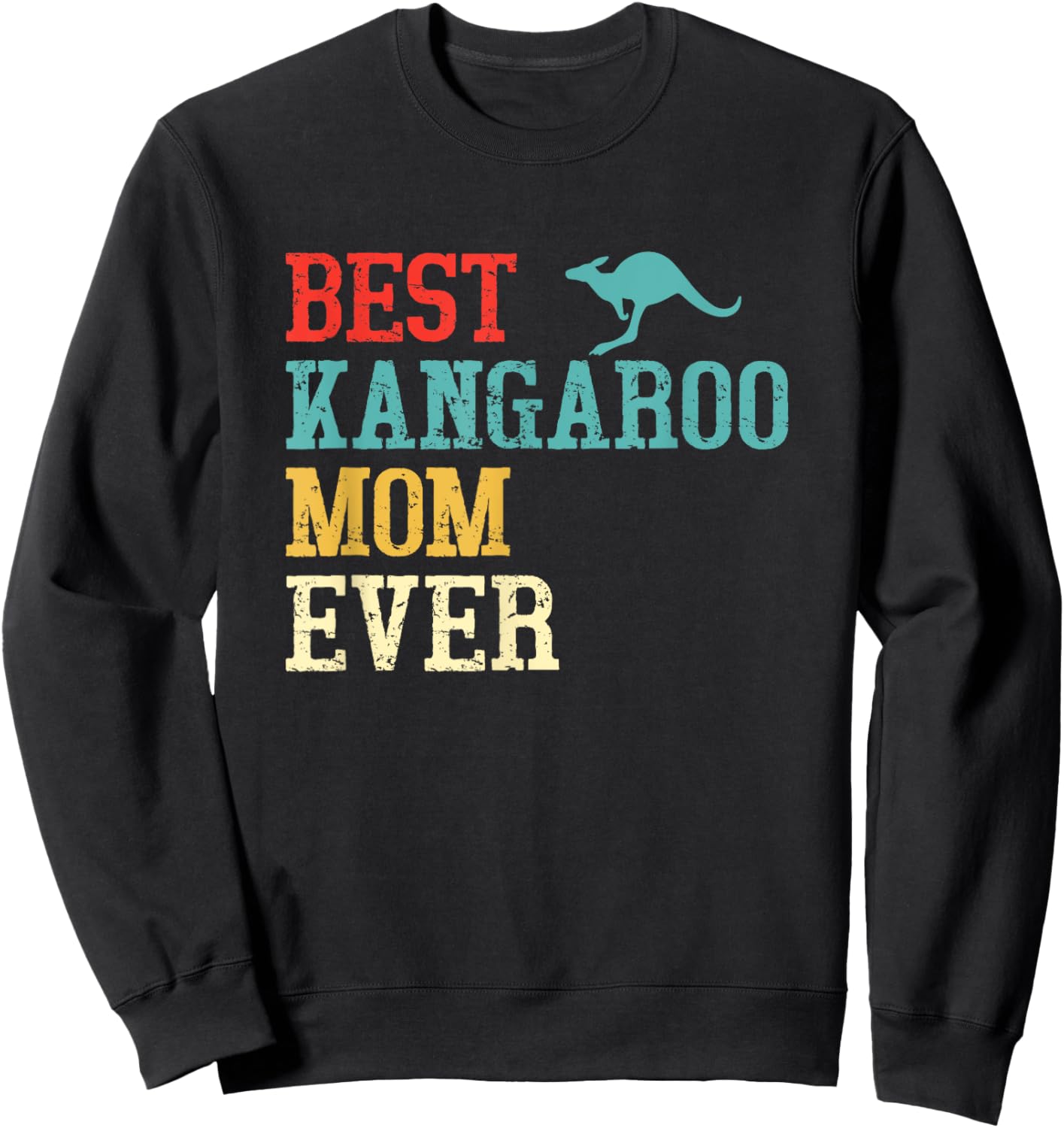 Kangaroo Mom Funny Women Girls Kids Kangaroo Animal Sweatshirt - Sweatshirt | Black