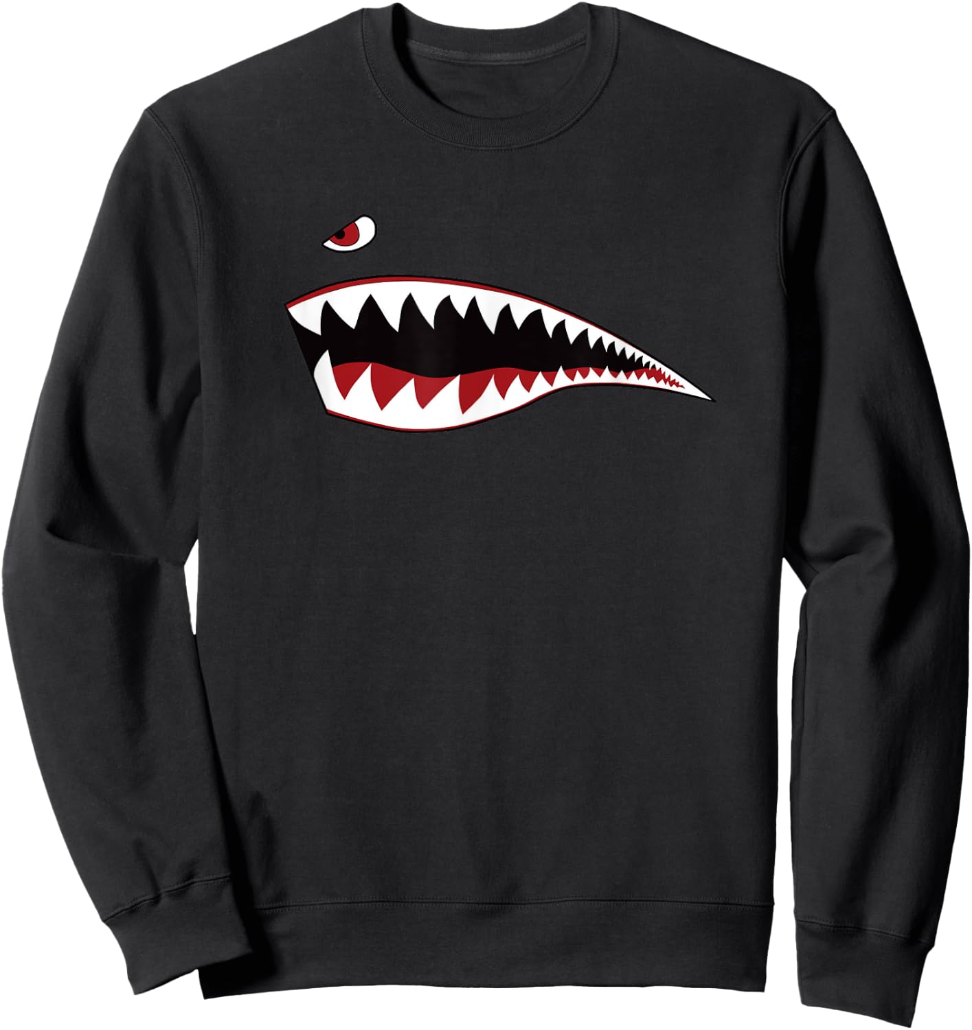 Shark Nose Art - WWII Military Plane Sweatshirt - Sweatshirt | Black