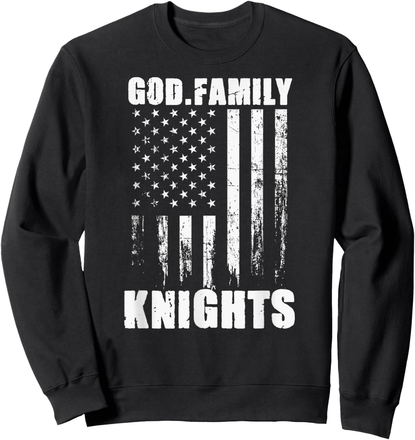 Fairview Knights God. Family. Vintage USA Flag Sweatshirt - Sweatshirt | Black