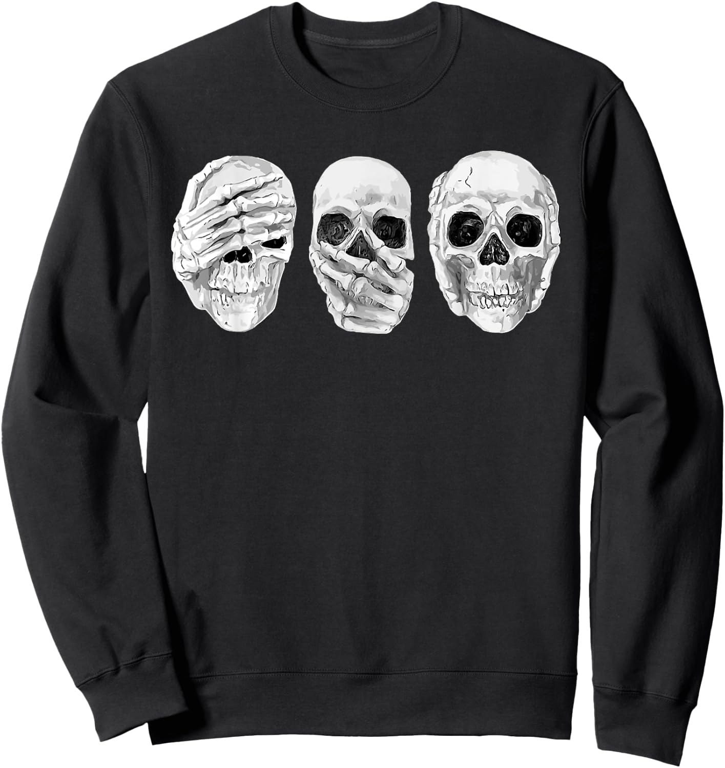 Hear See Speak No Evil Gothic Skulls Sweatshirt - Sweatshirt | Black
