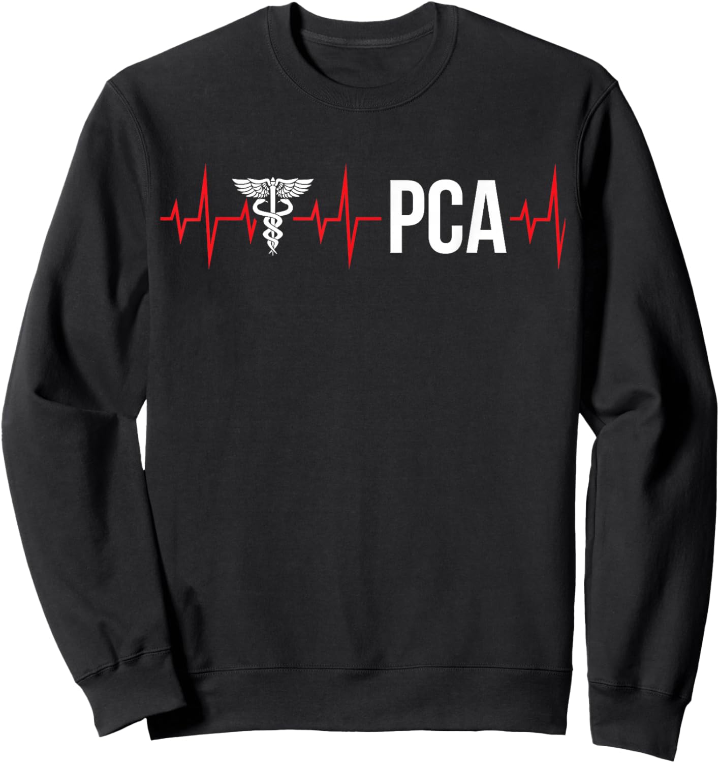 PCA Heartbeat Patient Care Assistant PCA Nurse Sweatshirt - Sweatshirt | Black