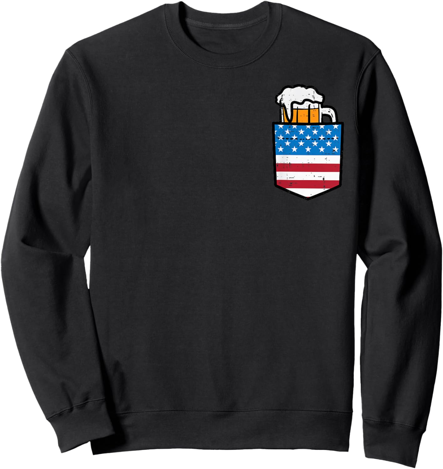 4th of July American Flag Pocket Funny Patriot Dad Team Men Sweatshirt - Sweatshirt | Black