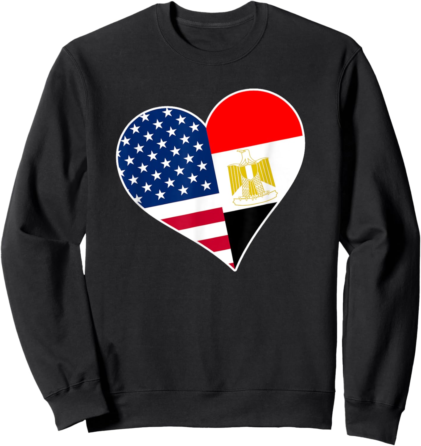 Egypt USA Heart Shirt Egyptian American Flag Sweatshirt - Sweatshirt | Black