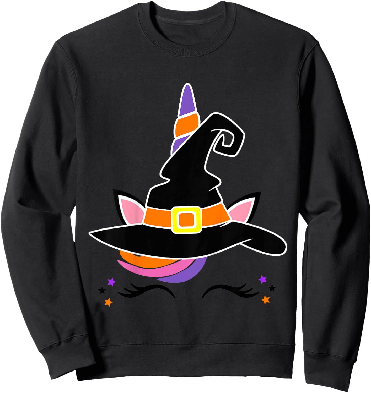 Kids Girls Unicorn Witch Baby and Toddler Halloween Witchy Sweatshirt - Sweatshirt | Black