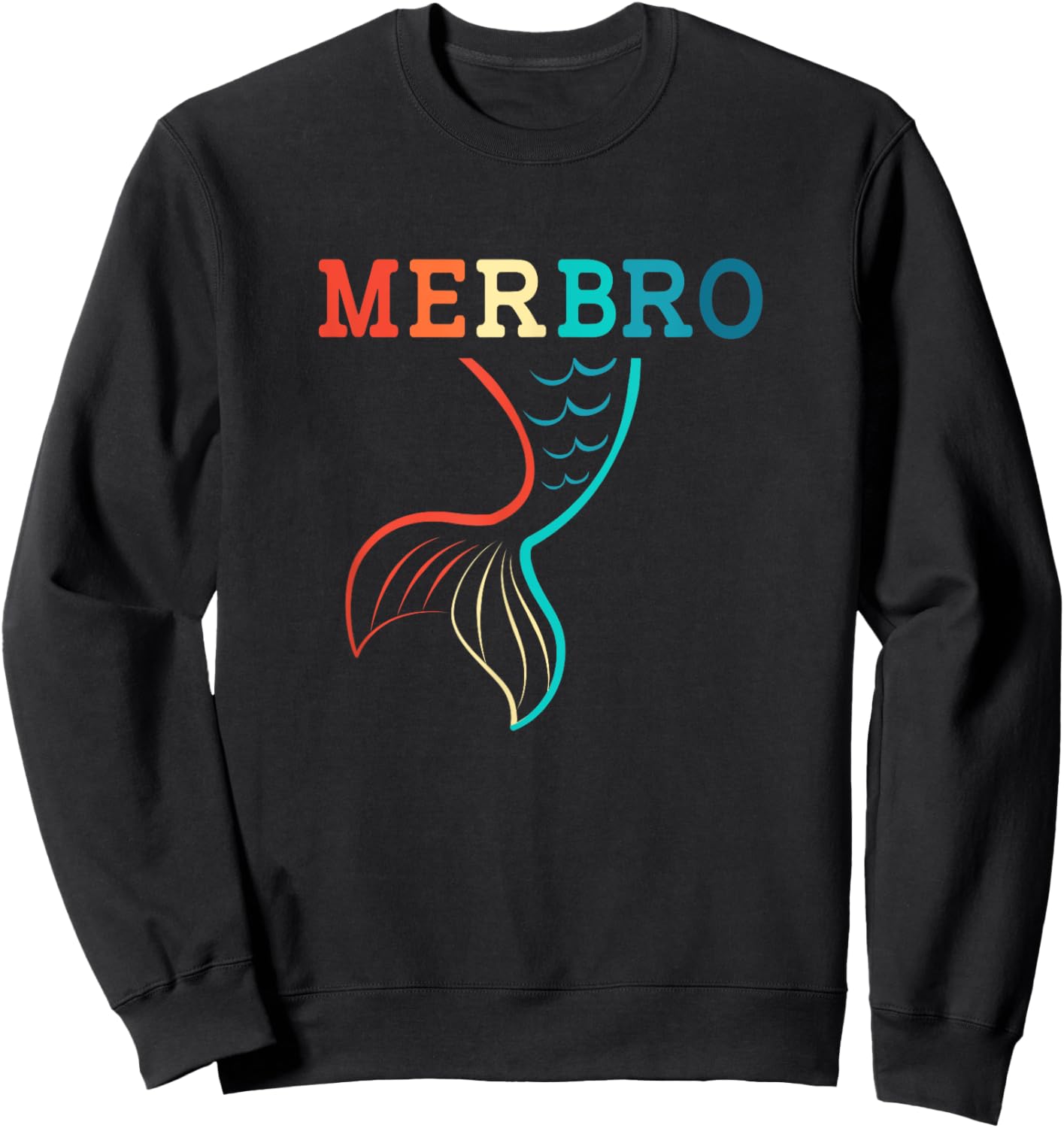 Retro Merman Lover Merbro Mermaid Brother Sweatshirt - Sweatshirt | Black