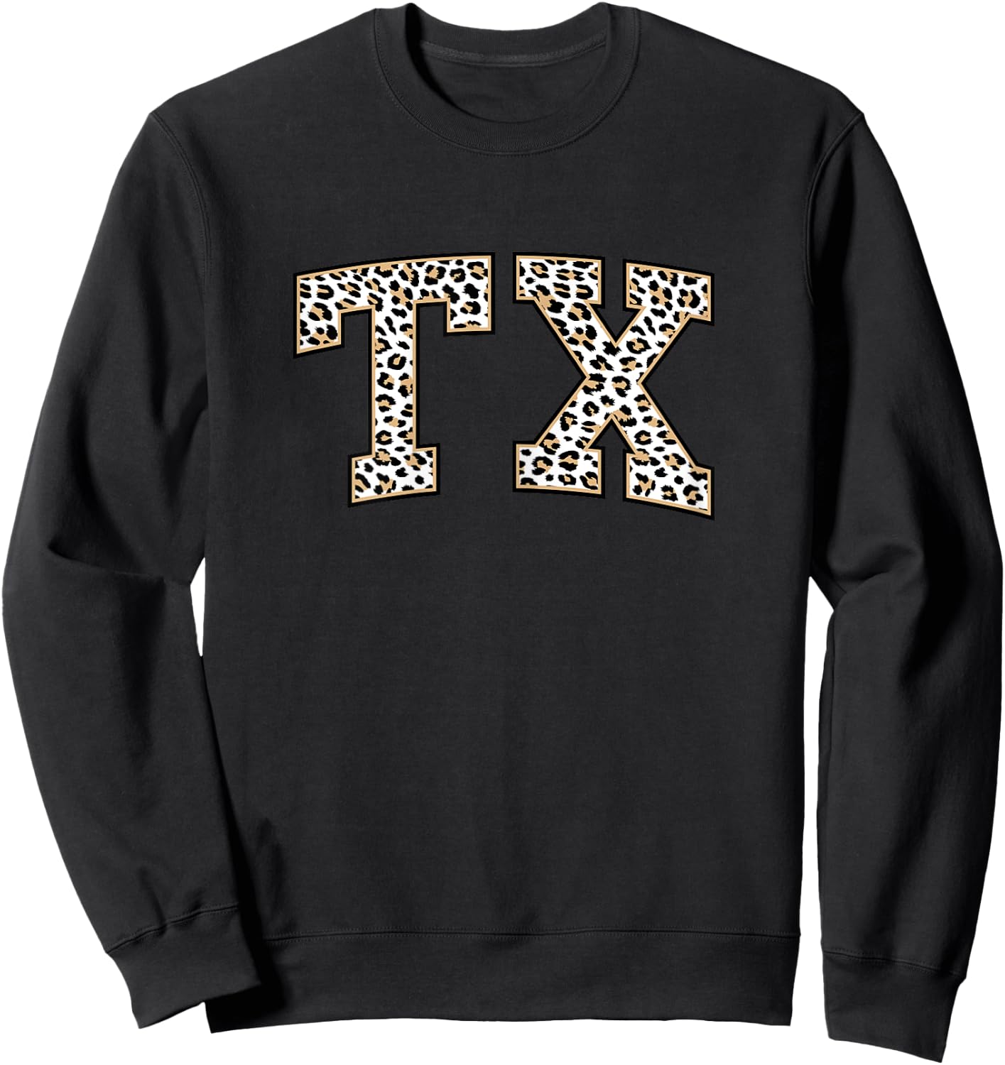 Texas | Stylish Leopard Print TX State Sweatshirt - Sweatshirt | Black