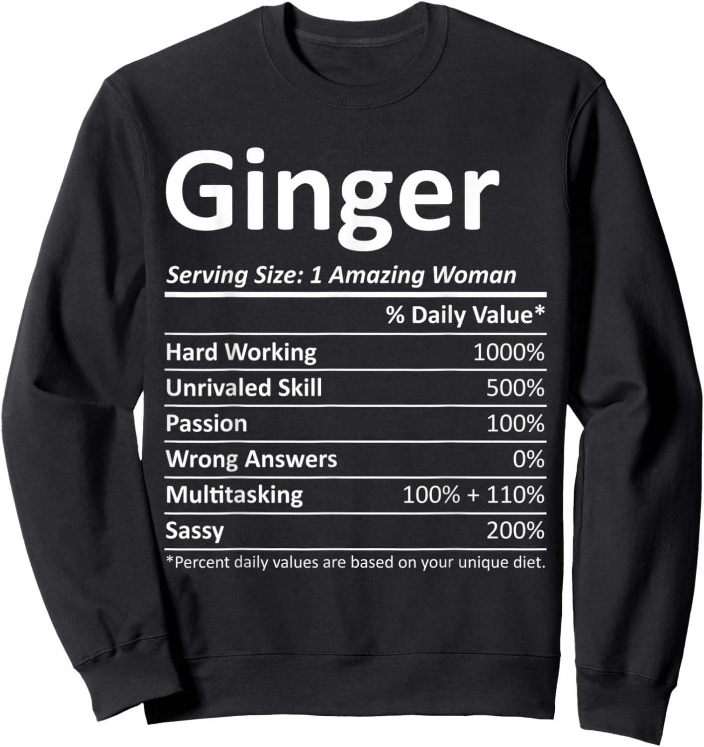 GINGER Nutrition Personalized Name Funny Christmas Gift Sweatshirt - Sweatshirt | Black