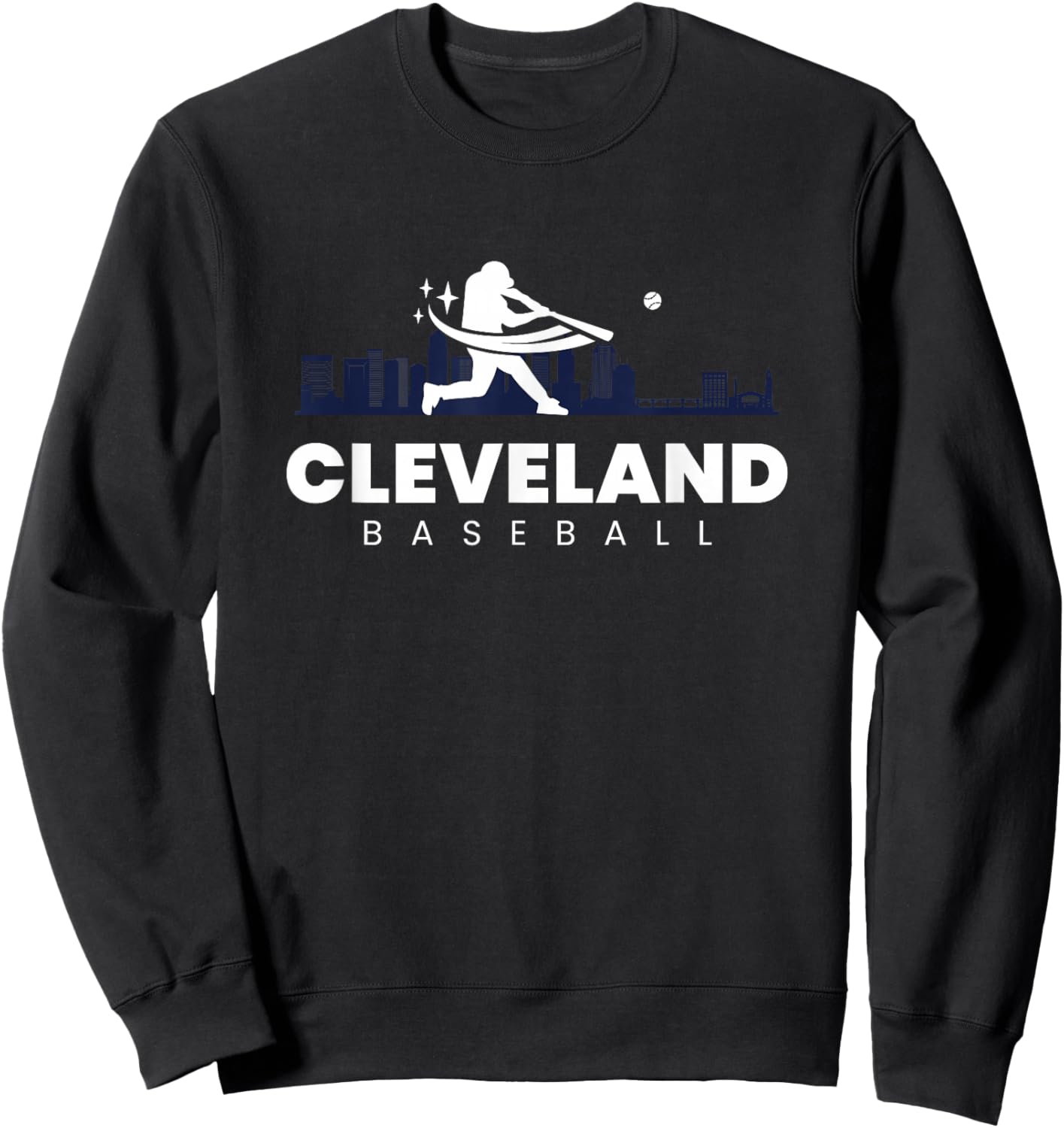 Cleveland Baseball Vintage Minimalist Retro Baseball Lover Sweatshirt - Sweatshirt | Black