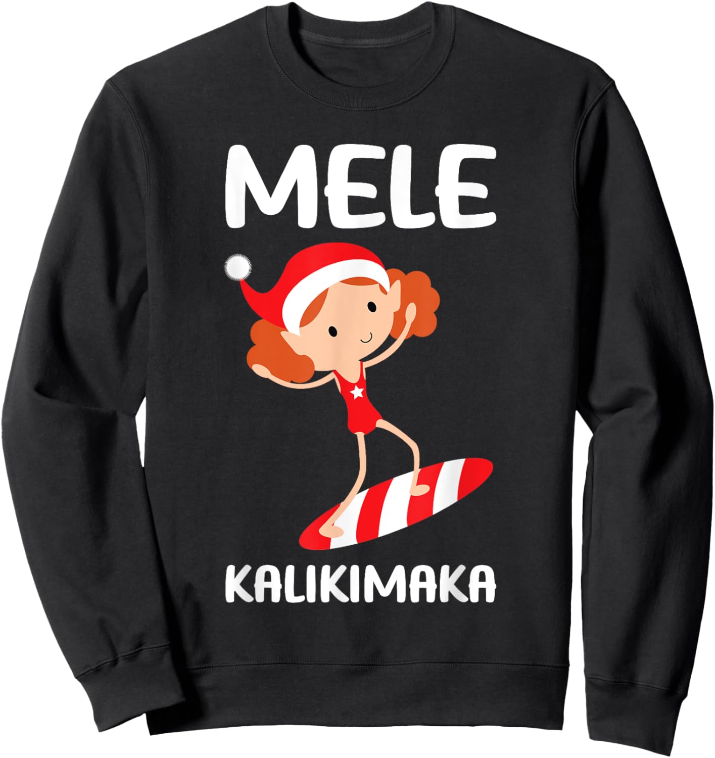 Mele Kalikimaka Hawaiian Christmas Surfing Kids Girls Hawaii Sweatshirt - Sweatshirt | Black
