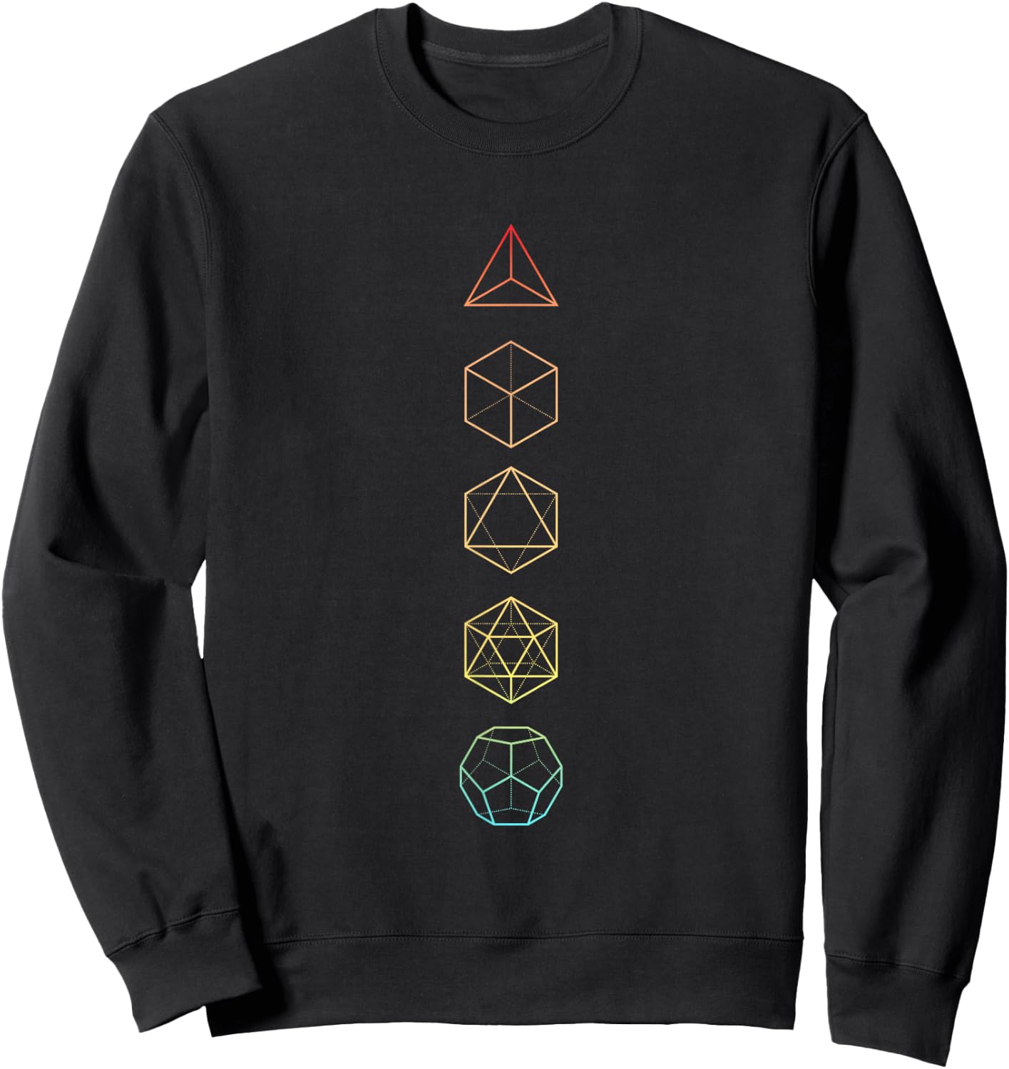 Rainbow Platonic Solids - Sacred Geometry Sweatshirt - Sweatshirt | Black