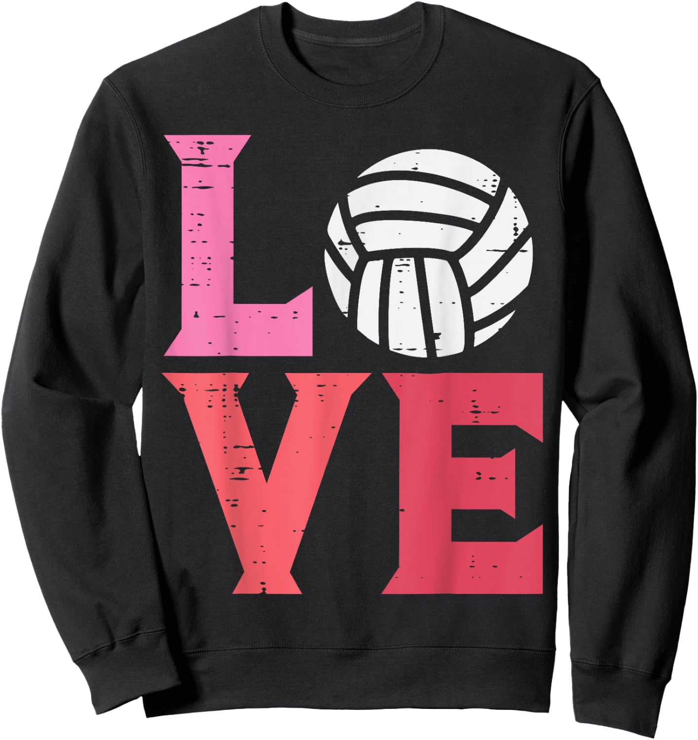 Pink Love Volleyball Cute Sports Coach Player Men Women Kids Sweatshirt - Sweatshirt | Black