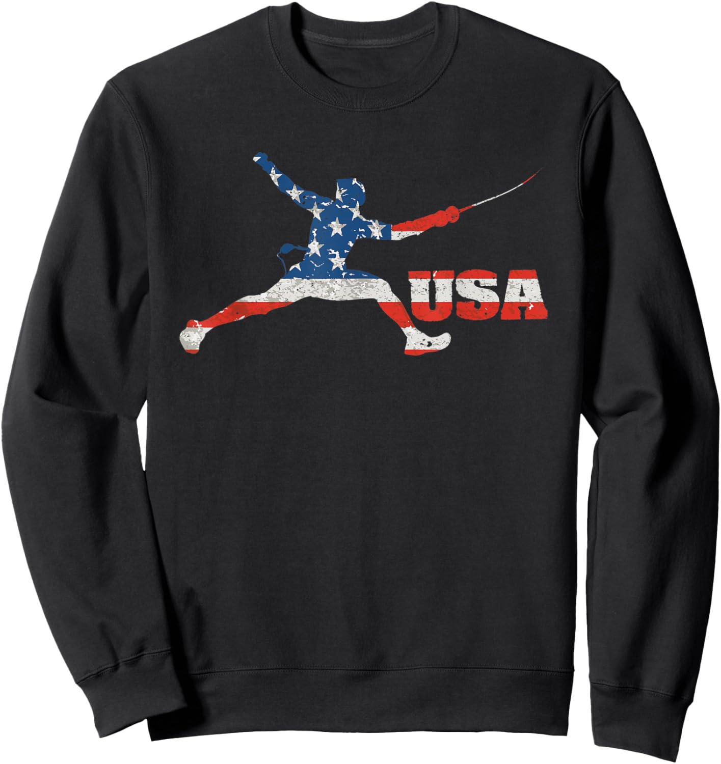 Fencing USA team American flag US Fencers epee men women Sweatshirt - Sweatshirt | Black