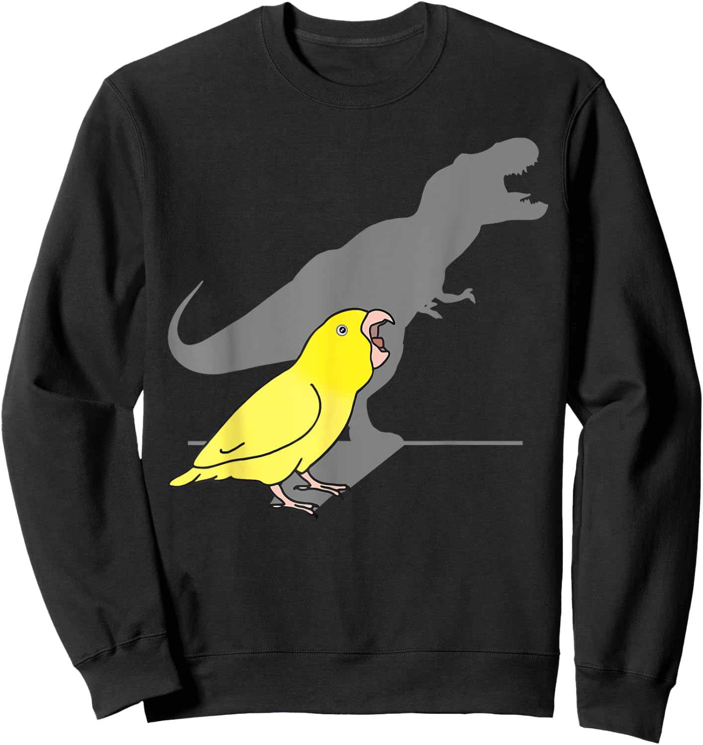 Cute Dinosaur parrot, Funny Bird, T-rex yellow parrotlet Sweatshirt - Sweatshirt | Black