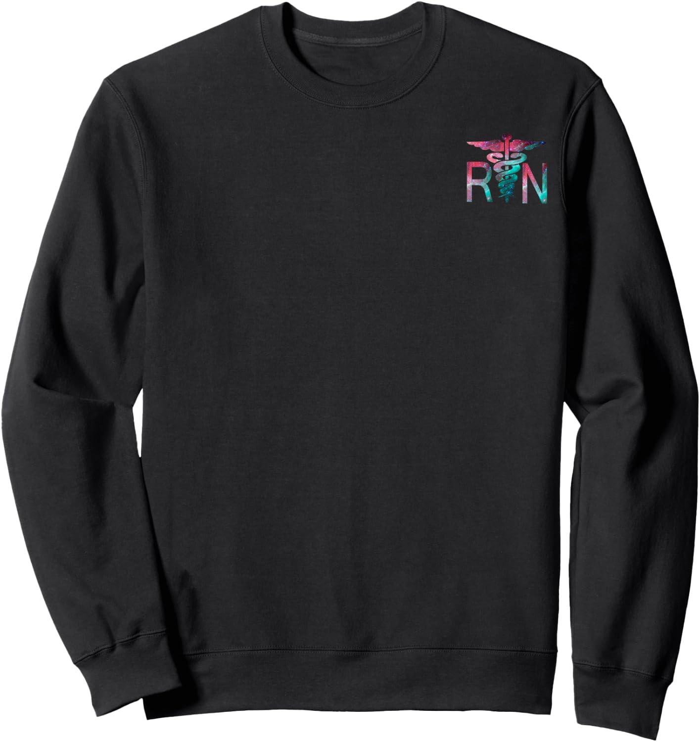 Outer Space Galaxy Registered Nurse RN Logo Symbol Sweatshirt - Sweatshirt | Black