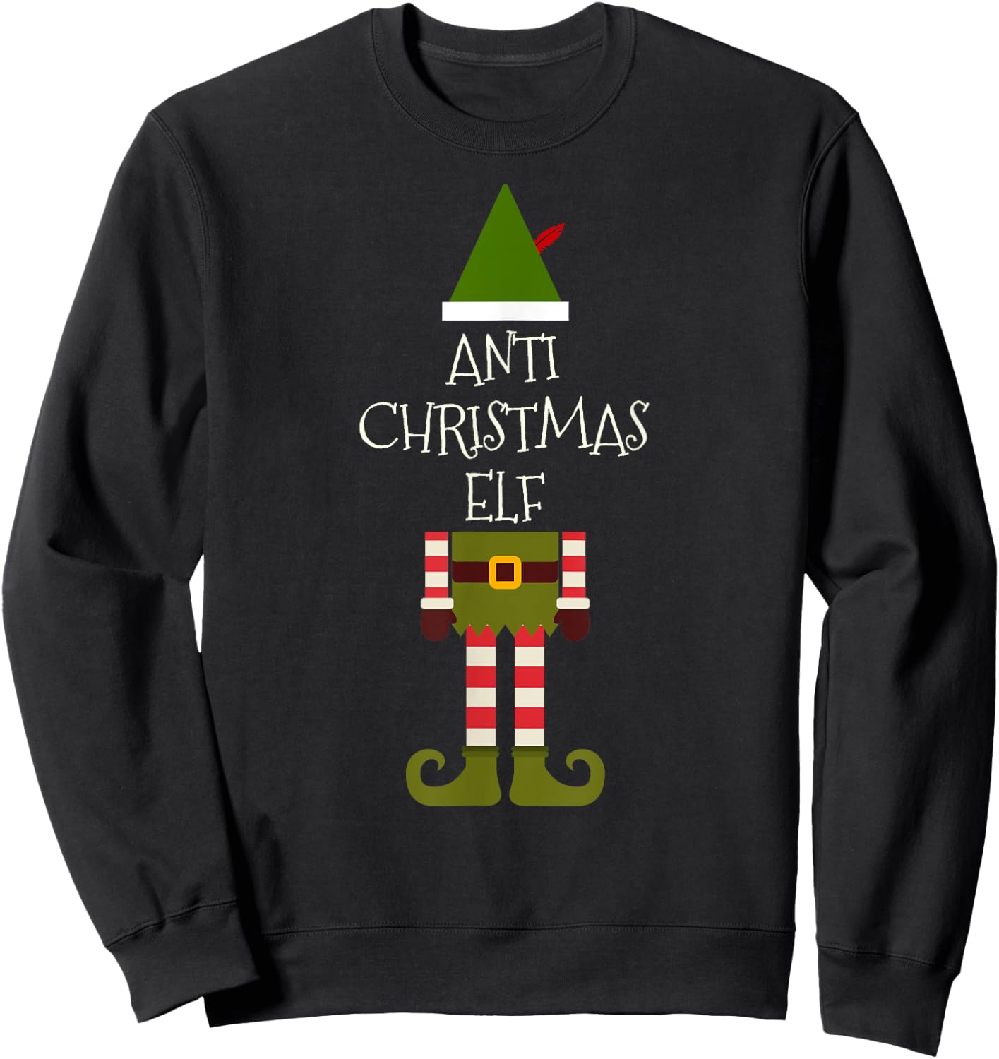 Anti Christmas Elf - I Hate Christmas Xmas Sucks Sweatshirt - Sweatshirt | Black