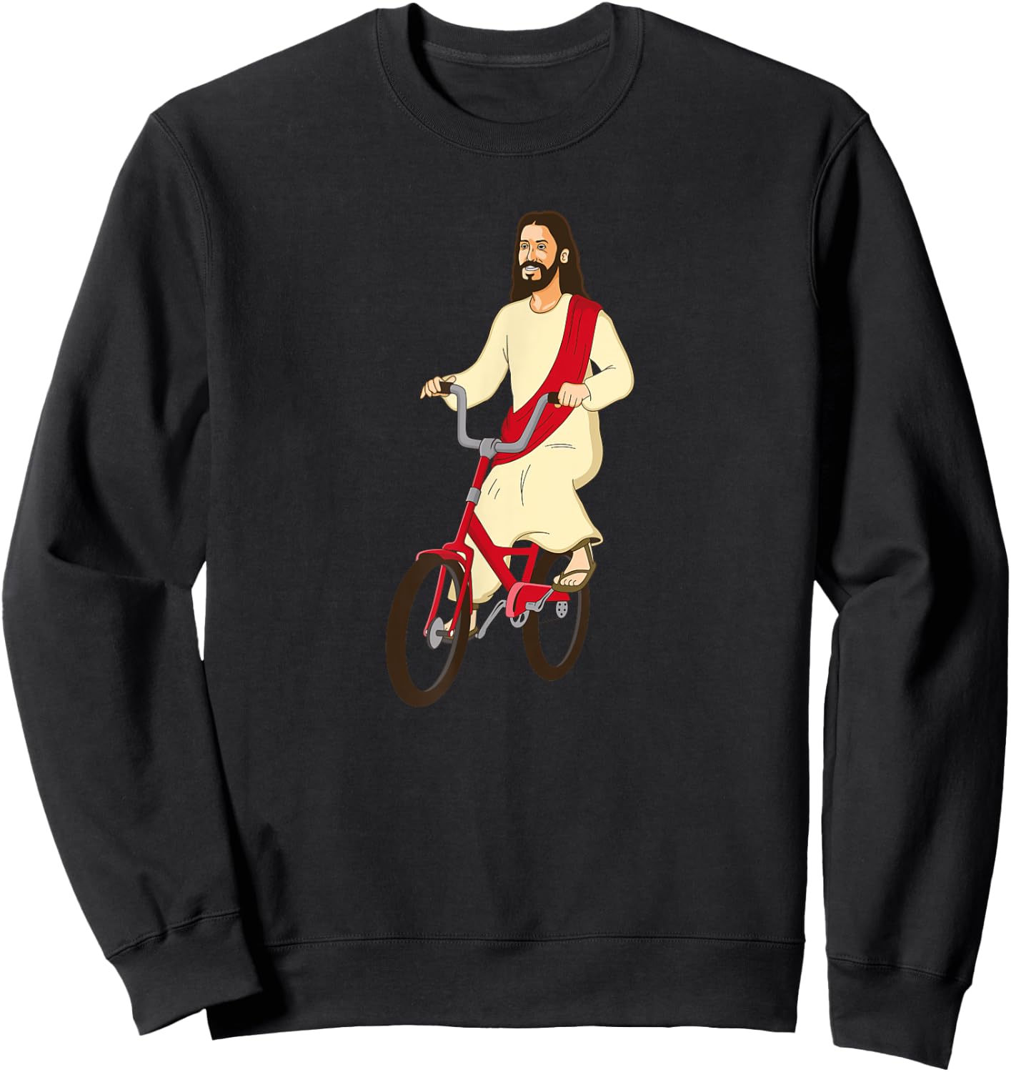 Fun Christ on a Bike Funny Lord God Jesus Church Cycle Gift Sweatshirt - Sweatshirt | Black