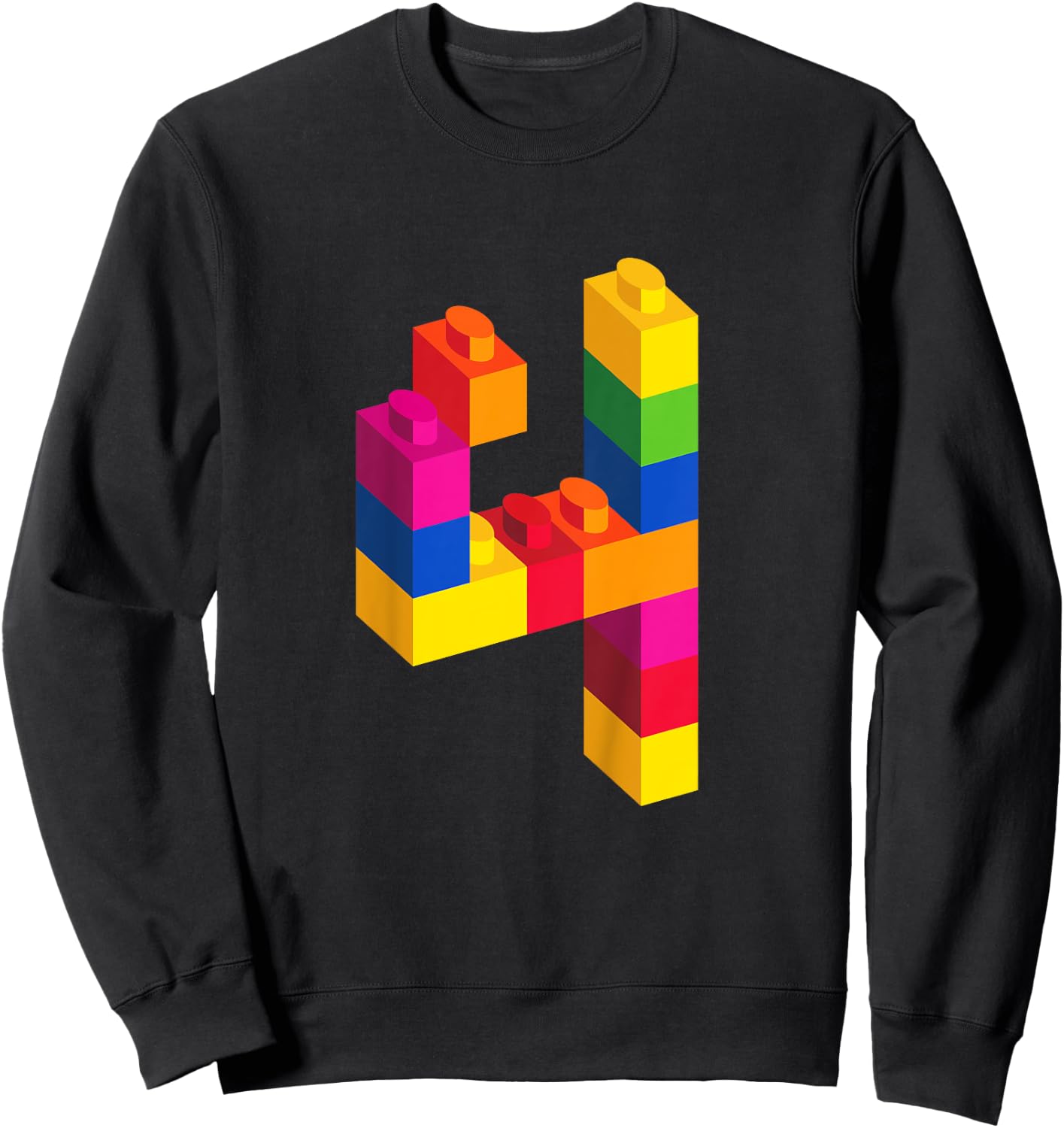 4 Year Old Building Blocks Birthday T Shirt Bricks 4th Gift Sweatshirt - Sweatshirt | Black
