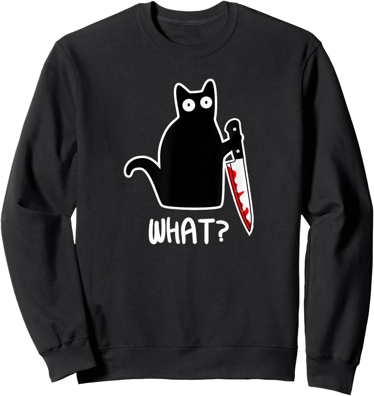 Joyouse Urban Style Murder Cat Gift - Adults - Black - Short Sleeve - Classic Fit - Cotton & Polyester - Machine Wash Sweatshirt - Sweatshirt | Black
