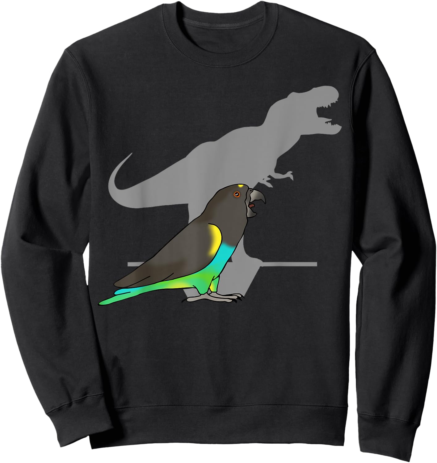 Funny Dinosaur Parrot, T-rex Meyer's Parrot, Birb memes Sweatshirt - Sweatshirt | Black