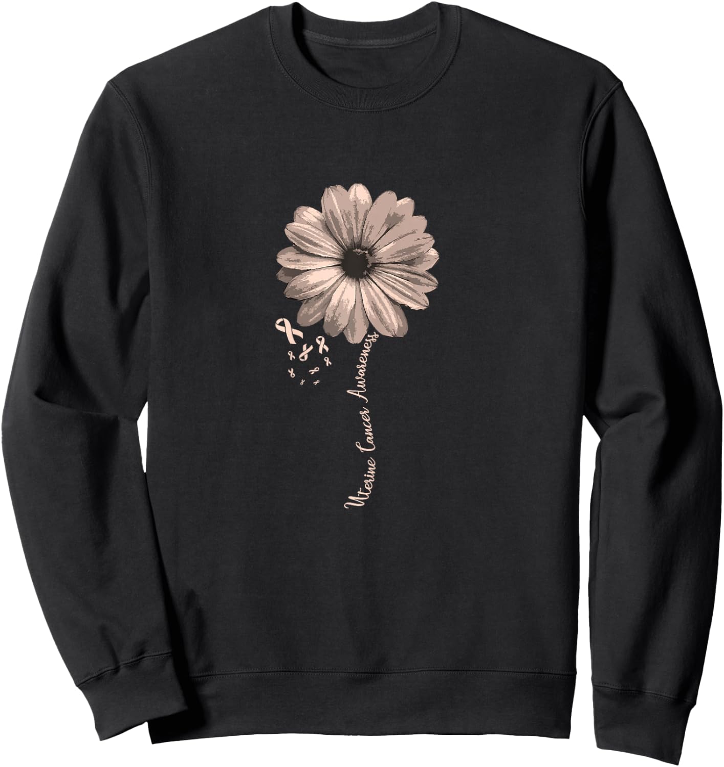 Uterine Cancer Awareness Family Survivor Pretty Gift Sweatshirt - Sweatshirt | Black