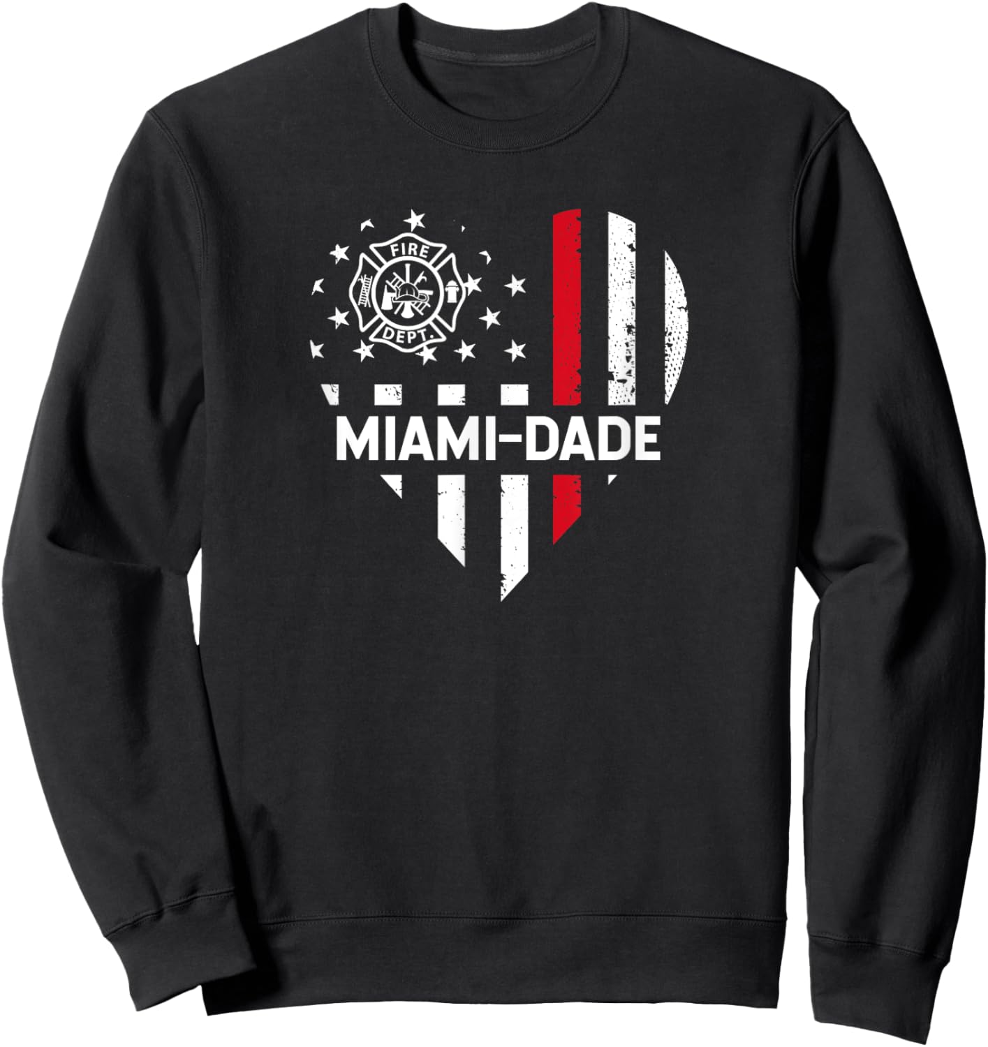 Firefighter Love 4th of July USA Flag Miami-Dade Fire Rescue Men Sweatshirt - Sweatshirt | Black