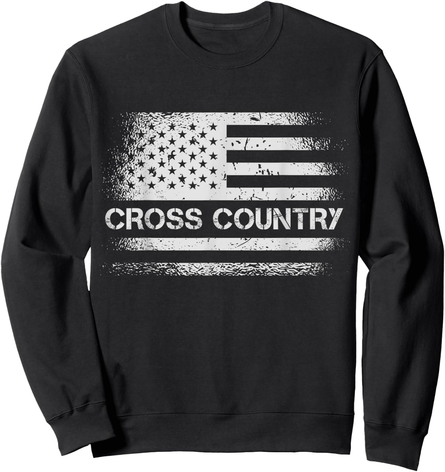 USA Flag Cross Country - American US Cross Country Running Women Girls Kids Men Sweatshirt - Sweatshirt | Black