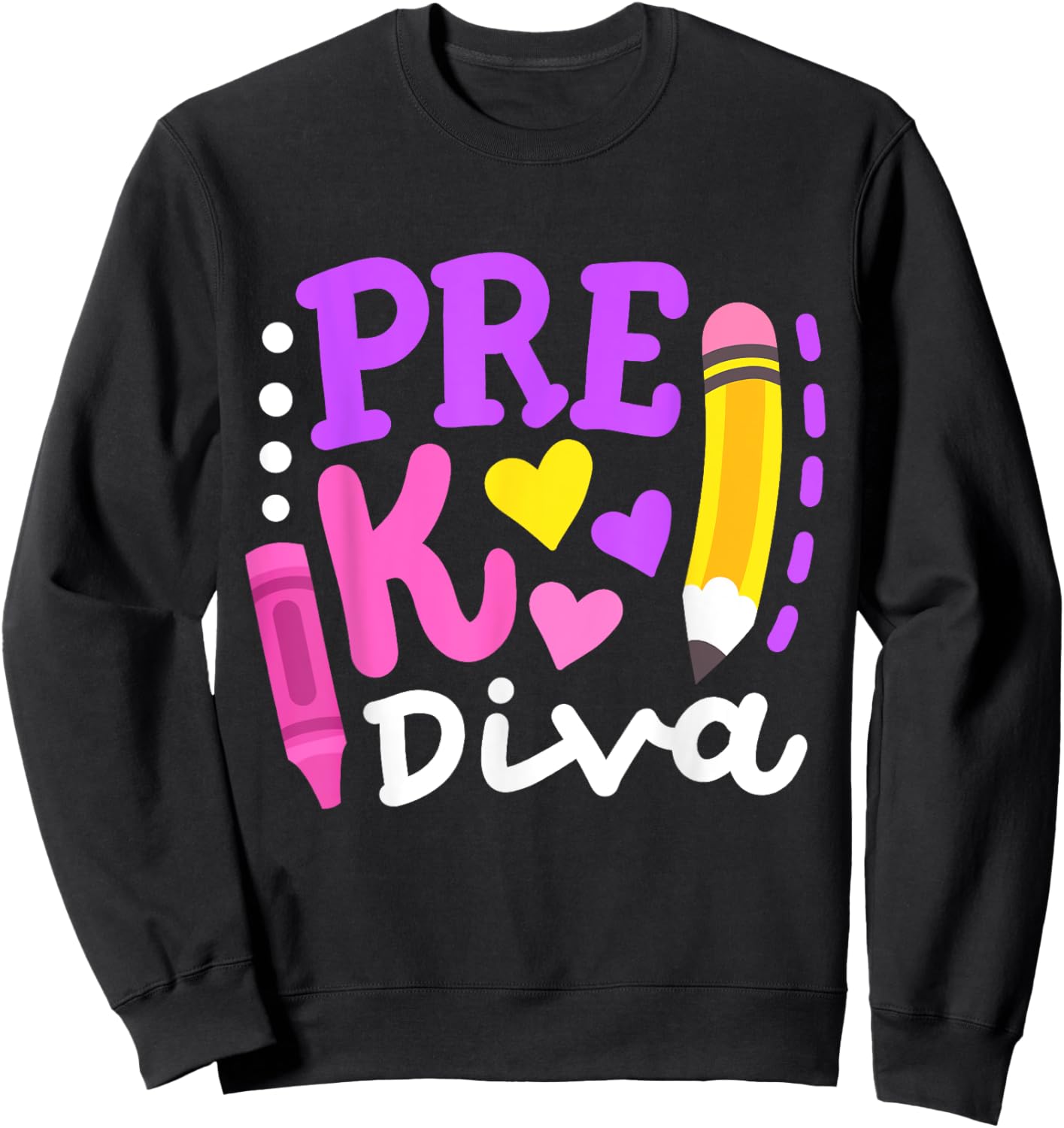 Pre-K Diva Funny Welcome Back To School Teachers Girls Kids Sweatshirt - Sweatshirt | Black