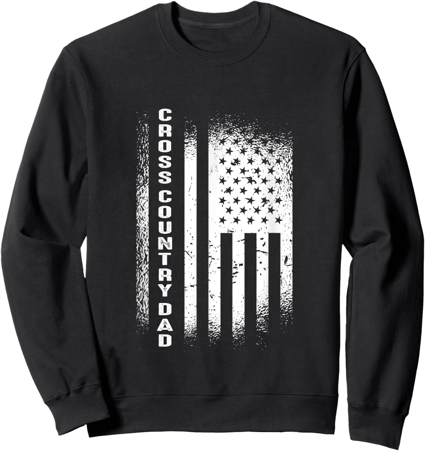 Cross Country Dad Running Vintage American Flag XC Runner Sweatshirt - Sweatshirt | Black