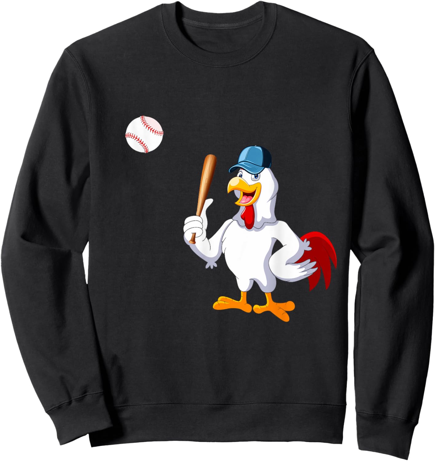 Chicken Playing Baseball Costume Baseball Player Family Kids Sweatshirt - Sweatshirt | Black