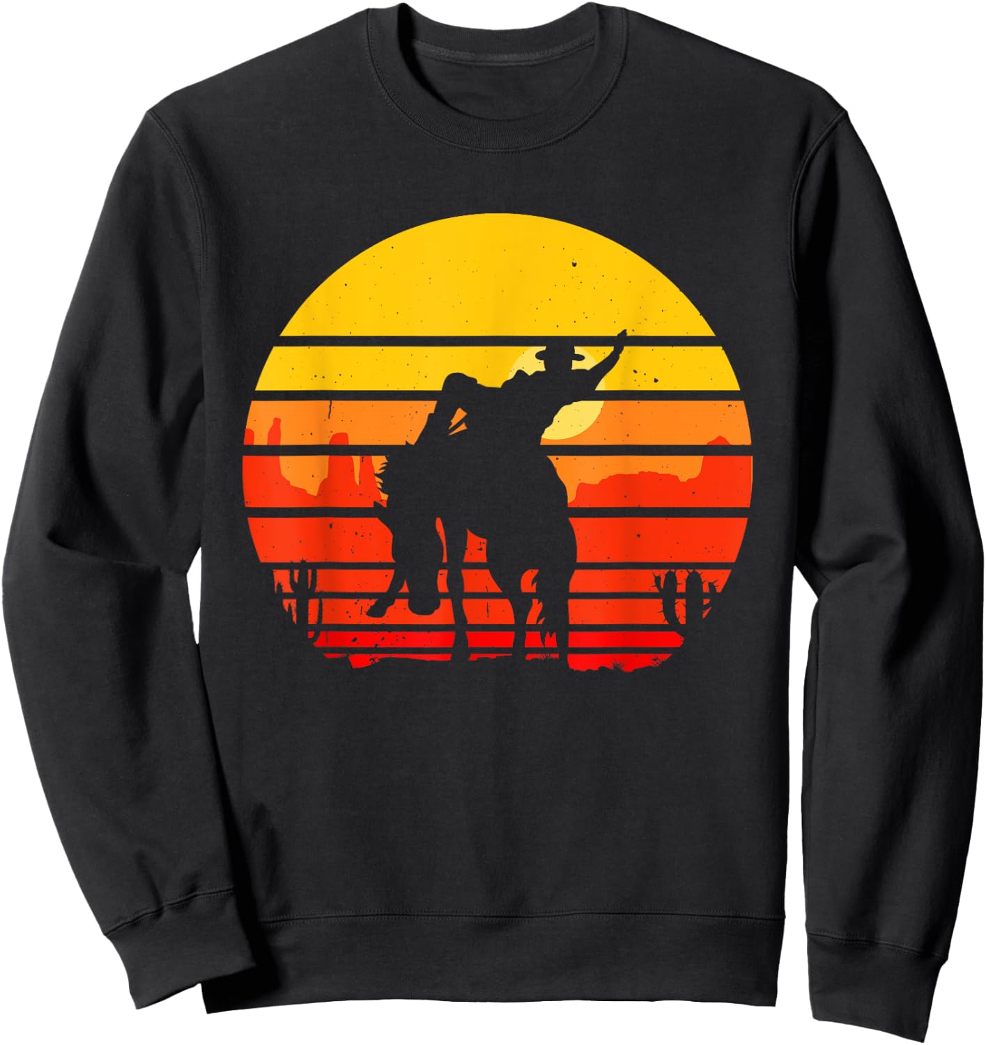 Retro Horse Riding Cowboy Vintage Western Country Horse Sweatshirt - Sweatshirt | Black