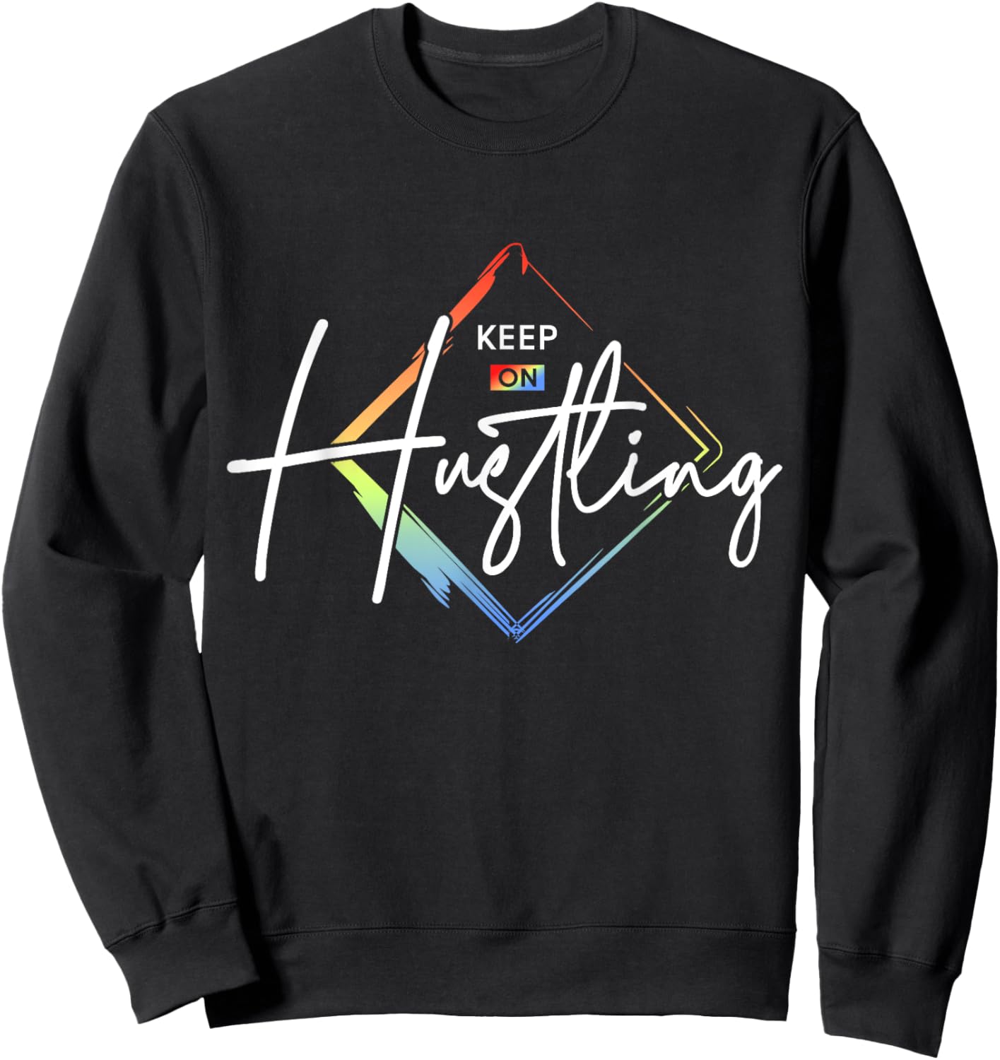 Motivational Quote CEO Entrepreneur Gifts by DMTRY Keep On Hustling -Adults Black Modern Letter Print Small Short Sleeve Sweatshirt - Sweatshirt | Black