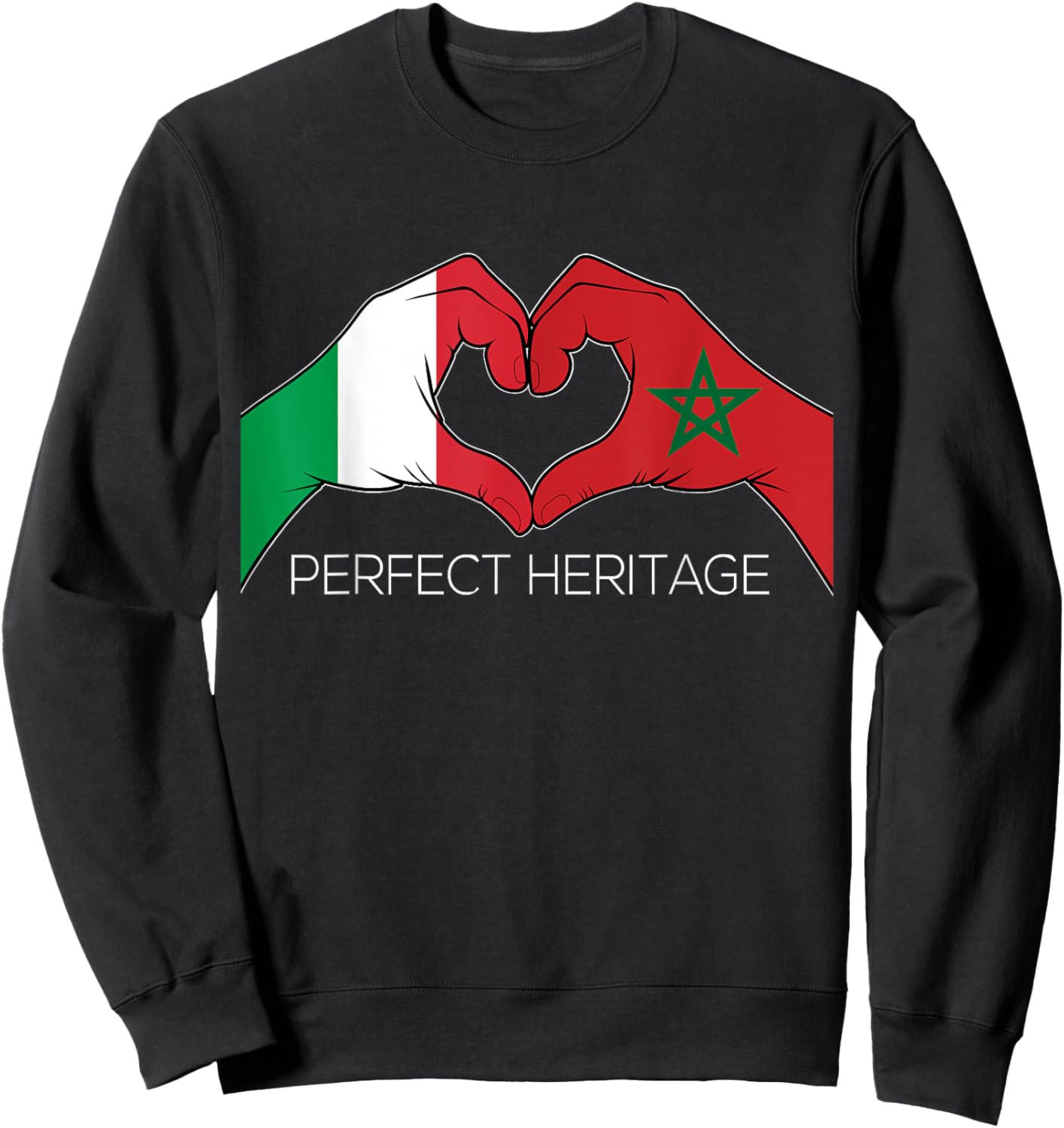 Italy and Morocco Heart Heritage Perfect Italian Moroccan Sweatshirt - Sweatshirt | Black