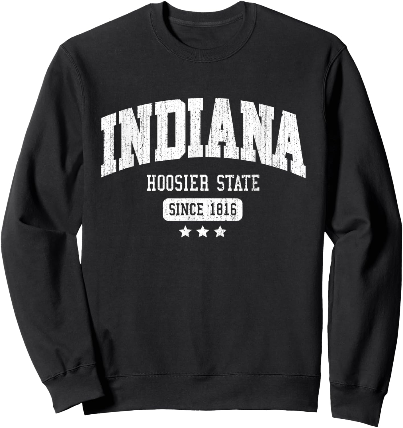Vintage Indiana Hoosier State Athletic White Rough Text Sweatshirt - Sweatshirt | Black