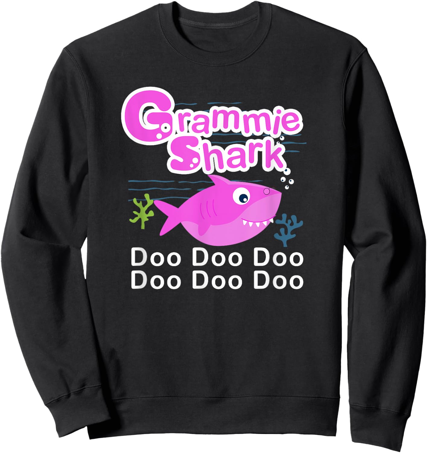 Grammie Shark - Cute Grandma Fish Nonnie Fish Sweatshirt - Sweatshirt | Black