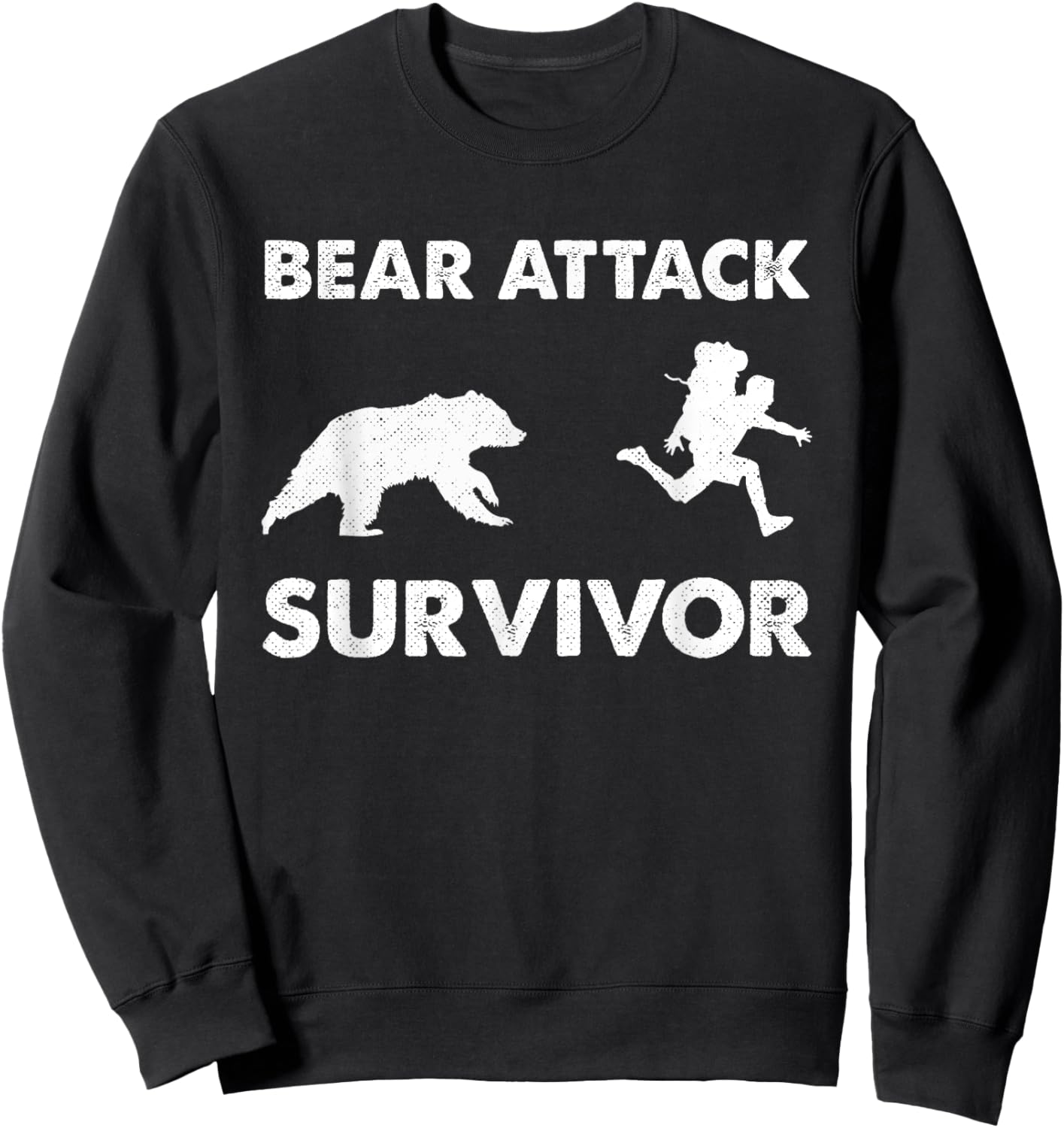 Bear Attack Survivor Funny Retro Outdoors Hiker Comper Biker Sweatshirt - Sweatshirt | Black