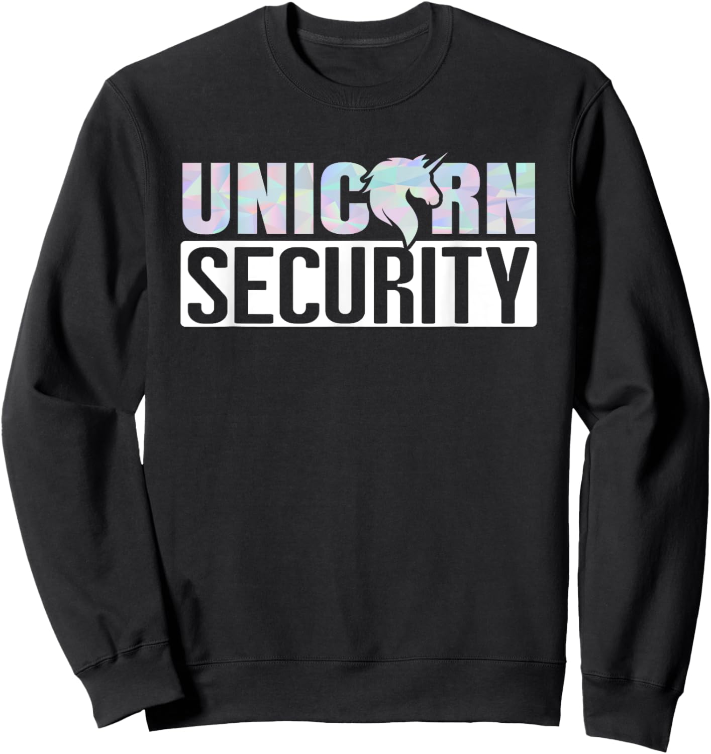 Halloween Easy Quick Adult Dad Mom Unicorn Security Costume Sweatshirt - Sweatshirt | Black