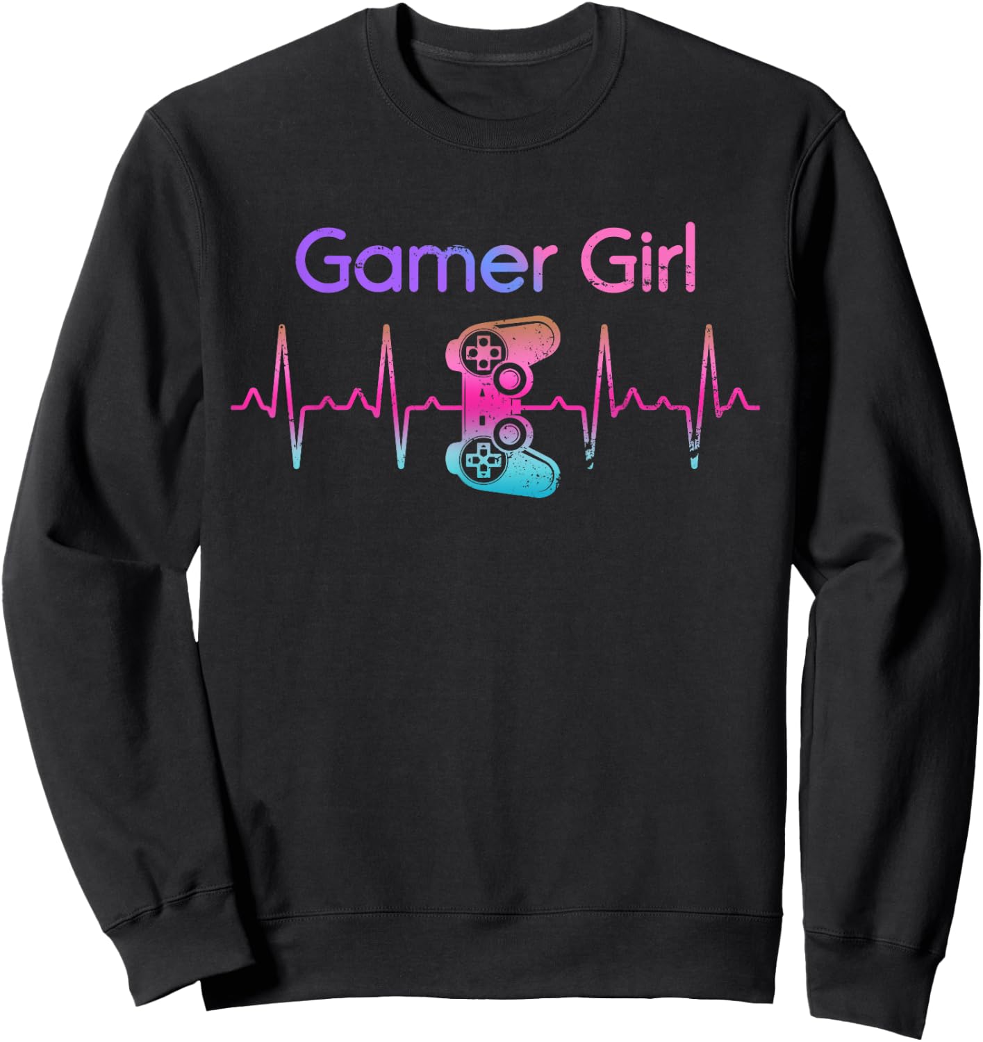 Video Games Gamer Girl Women Heartbeat Gift Gaming Sweatshirt - Sweatshirt | Black