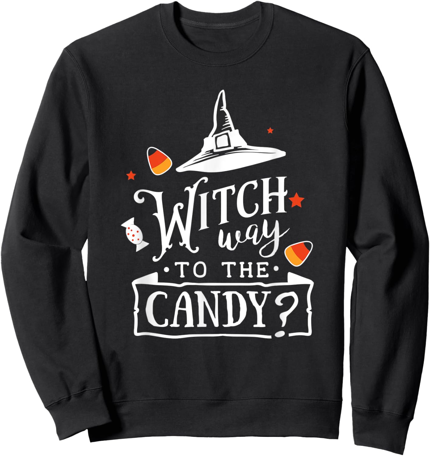 Witch Way To The Candy Halloween Sweatshirt - Sweatshirt | Black